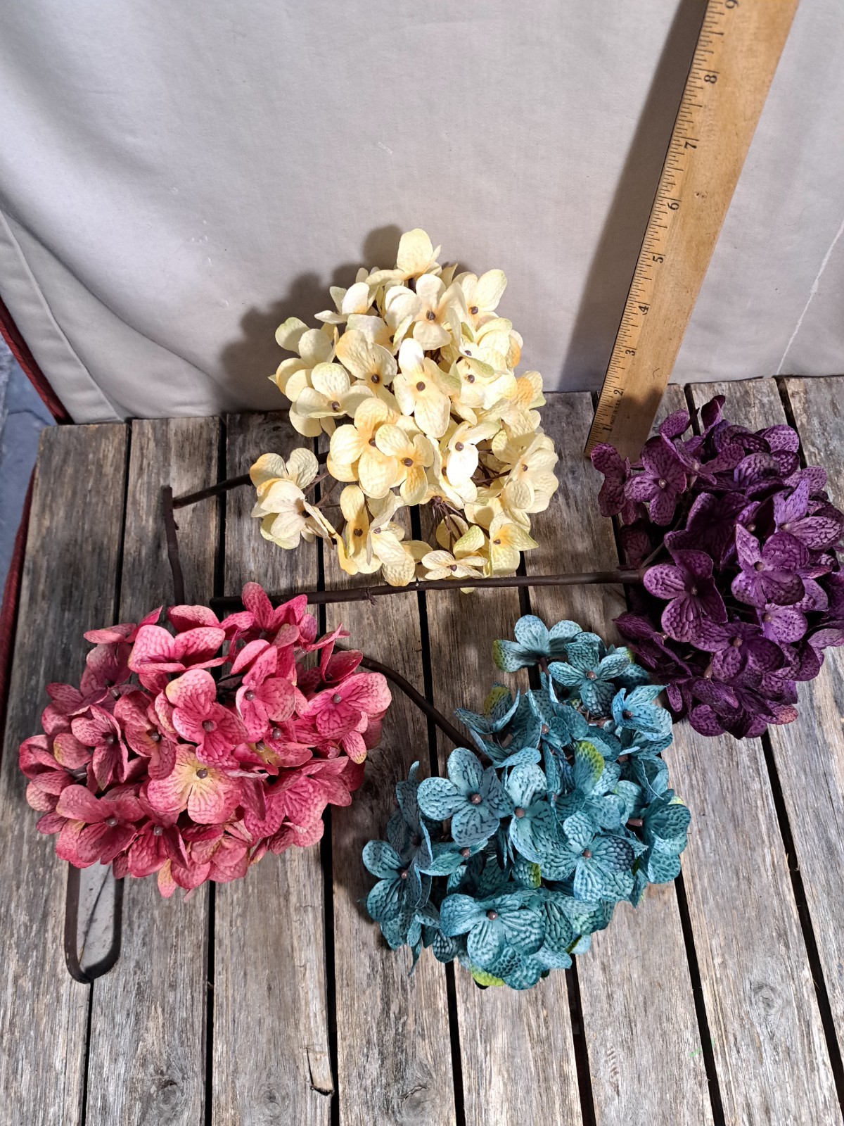 Artificial Hydrangea Flowers 4 Bundles Purple, Pink, Teal & Yellow #4797L473