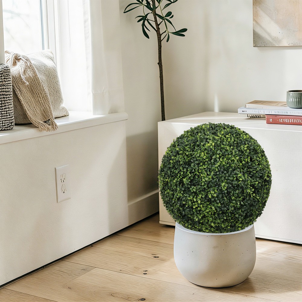 22.4IN Dark Artificial Topiary Balls Outdoor Faux Boxwood Large Decorative