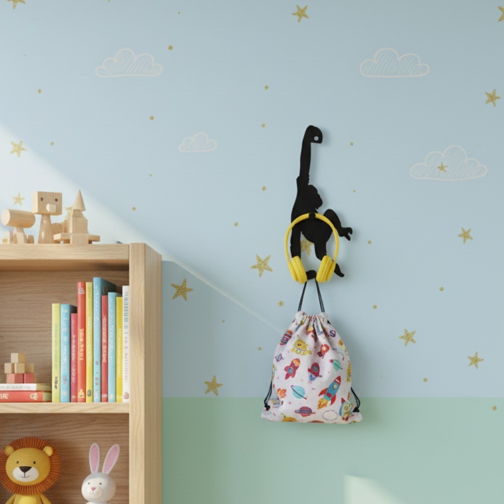 Monkey Cat No-Drill Adhesive Wall Hooks Removable Organizer for Keys Coats