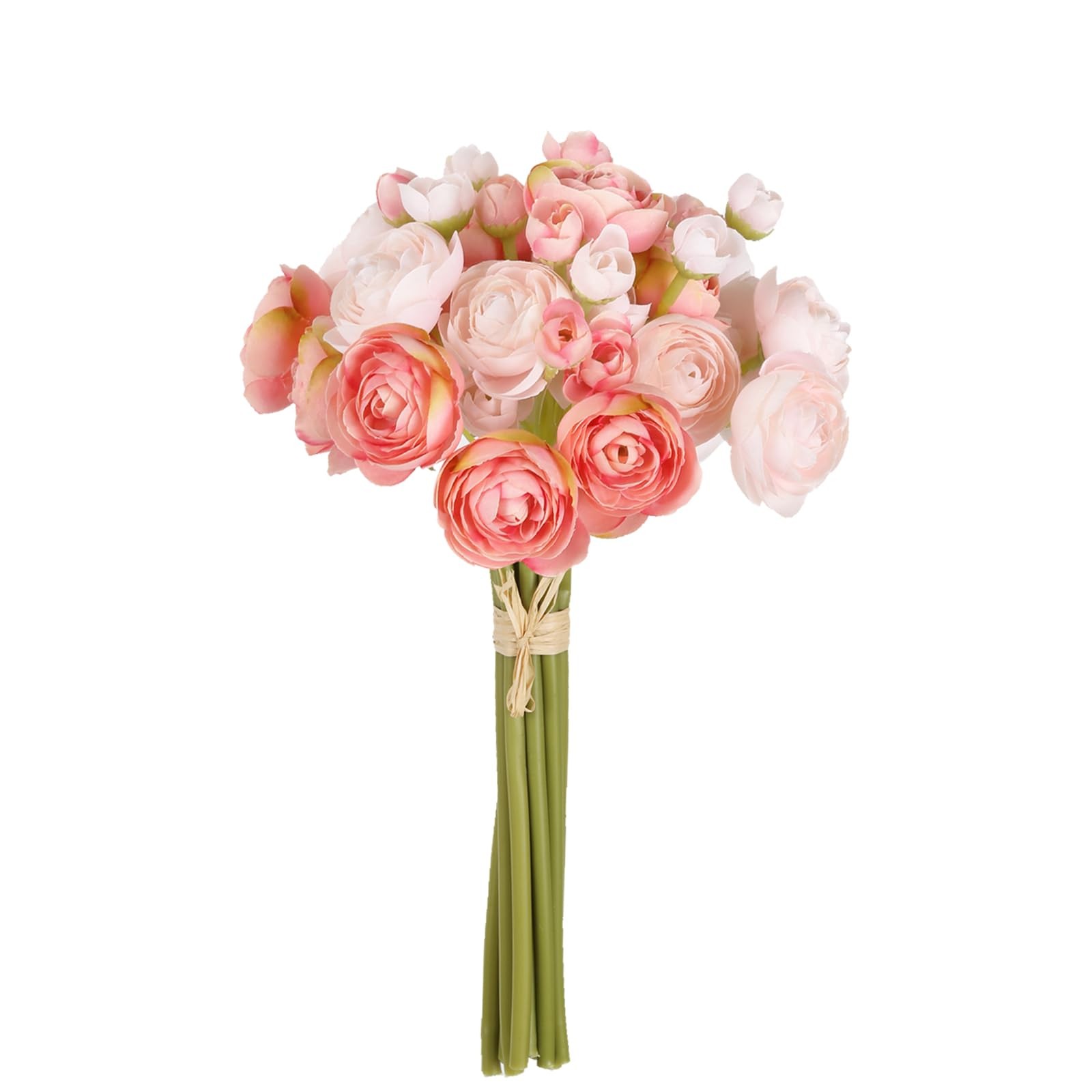 Artificial Ranunculus Pink Silk Flowers with Stems 12PCS Mini Fake Flowers fo…