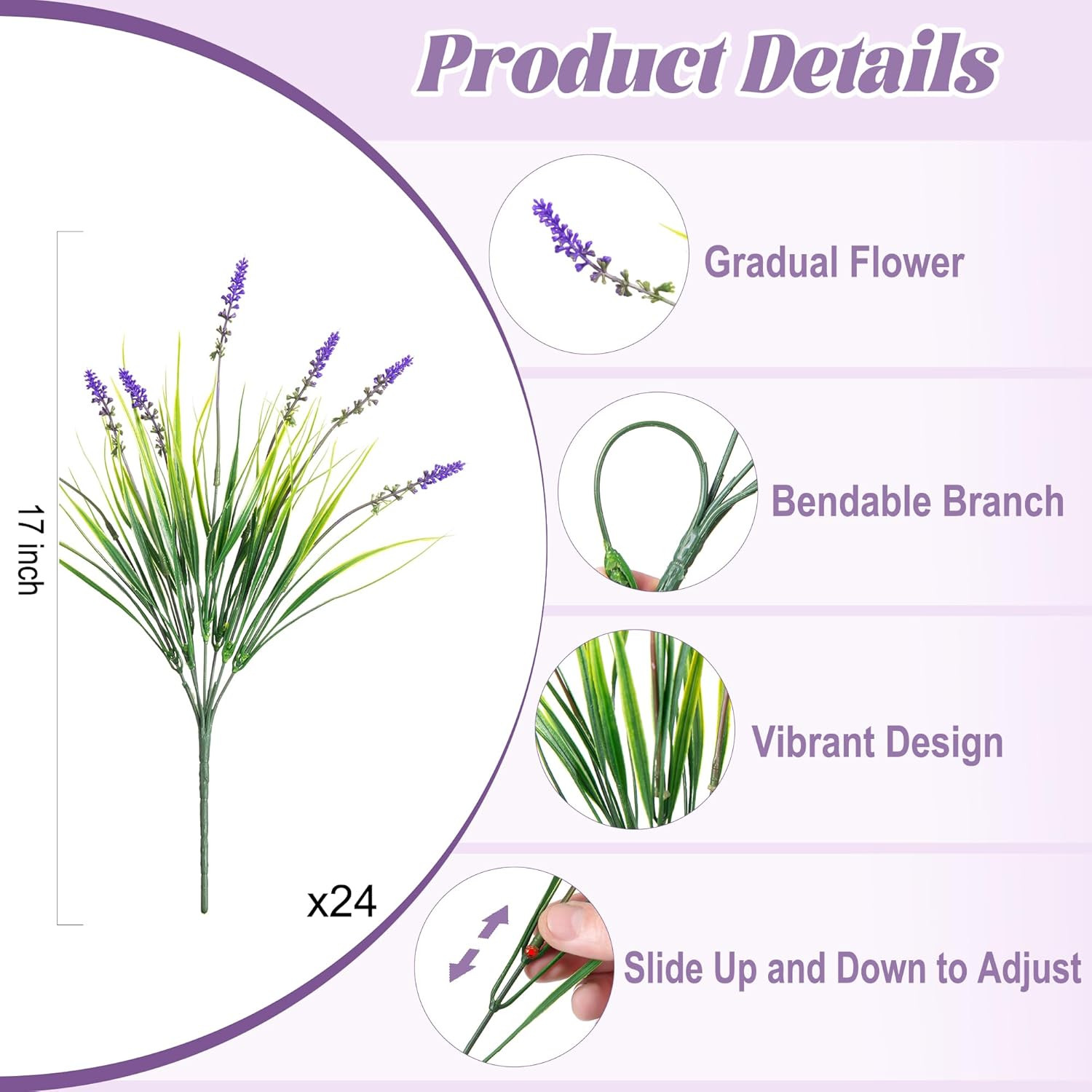 24 Pcs Artificial Faux Plants for Outdoor Spring Decoration, Fake Monkey Grass f