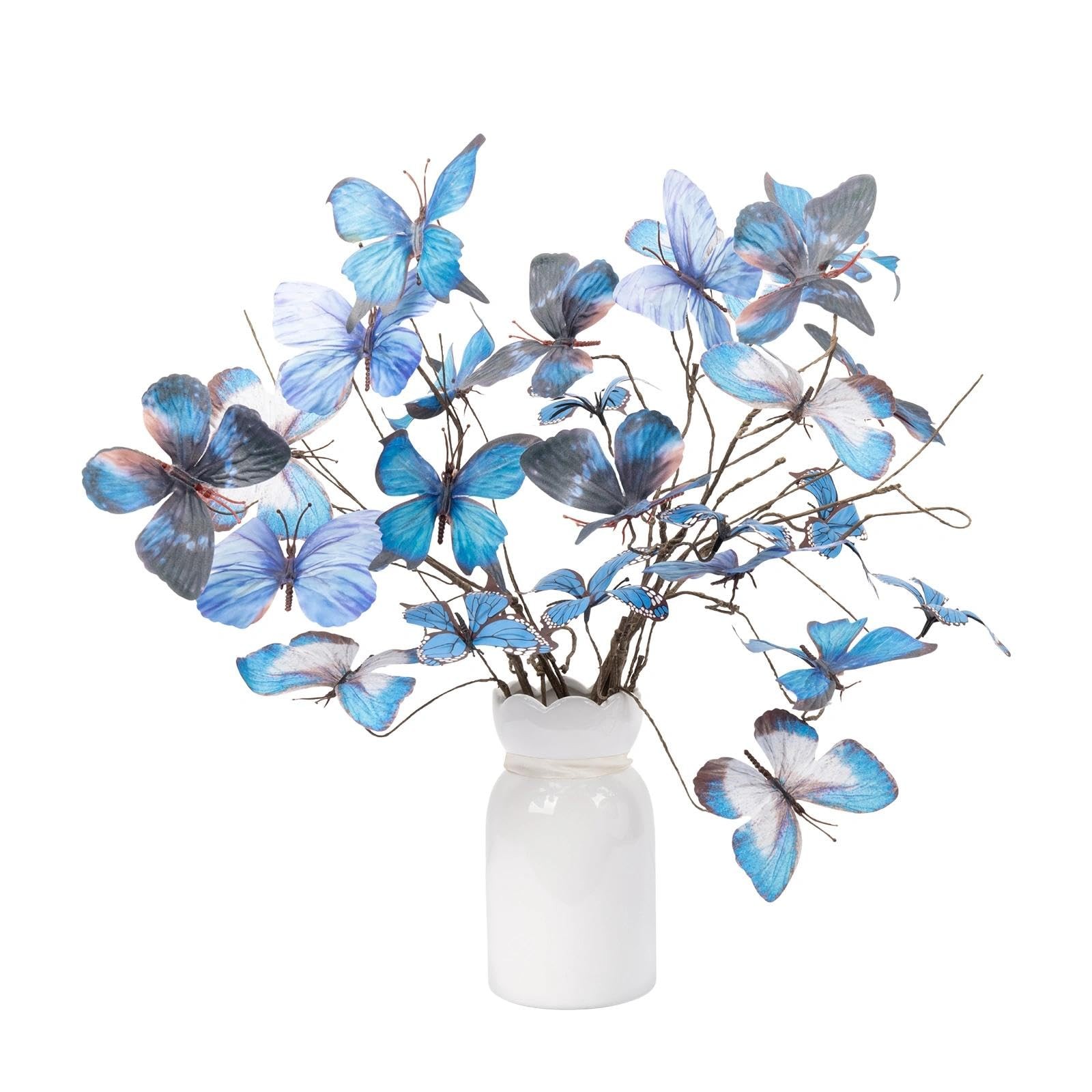 5 Pcs DIY Butterfly Decorations 5 Butterfly Branches with 30 Fake Butterflies…