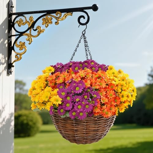 Artificial Flowers Daisy for Outdoor Indoor 12 3 Mix Color(yellow Orange Red)