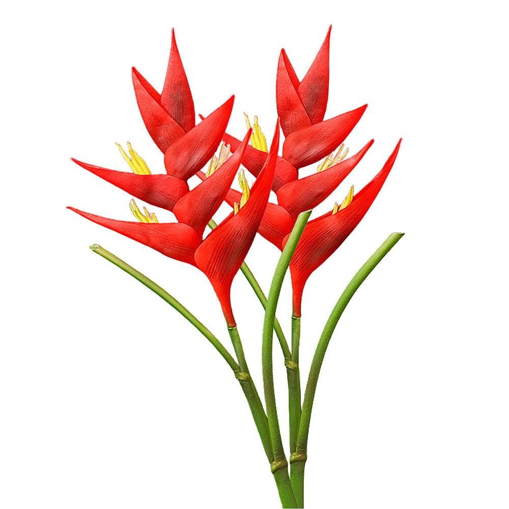 Bird Of Paradise Greenery Plants 34.2 Inch Red Artificial Flowers 2 Count
