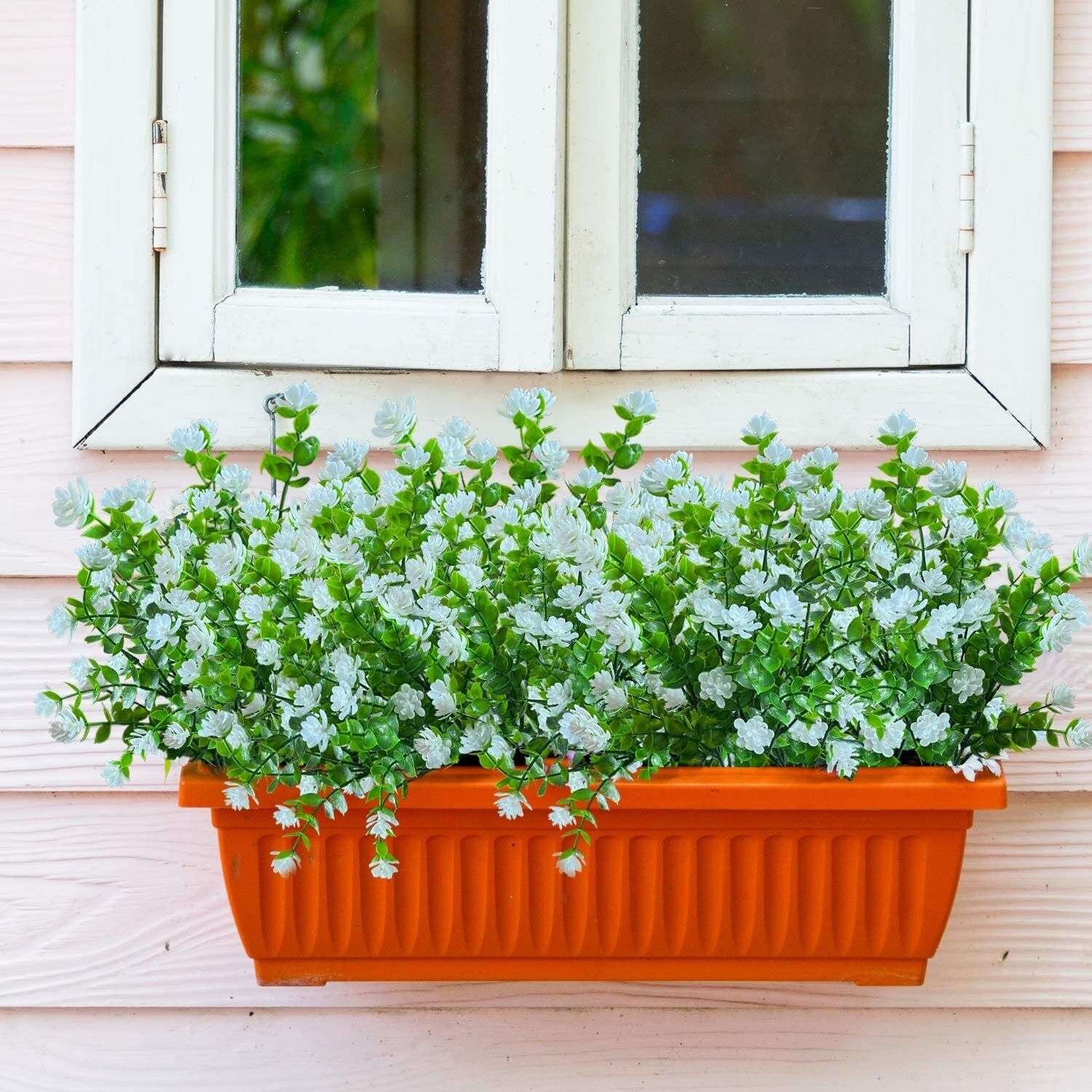2-6Bundles Artificial Flower Fake Outdoor UV Resistant Boxwood Plant Shrub Decor