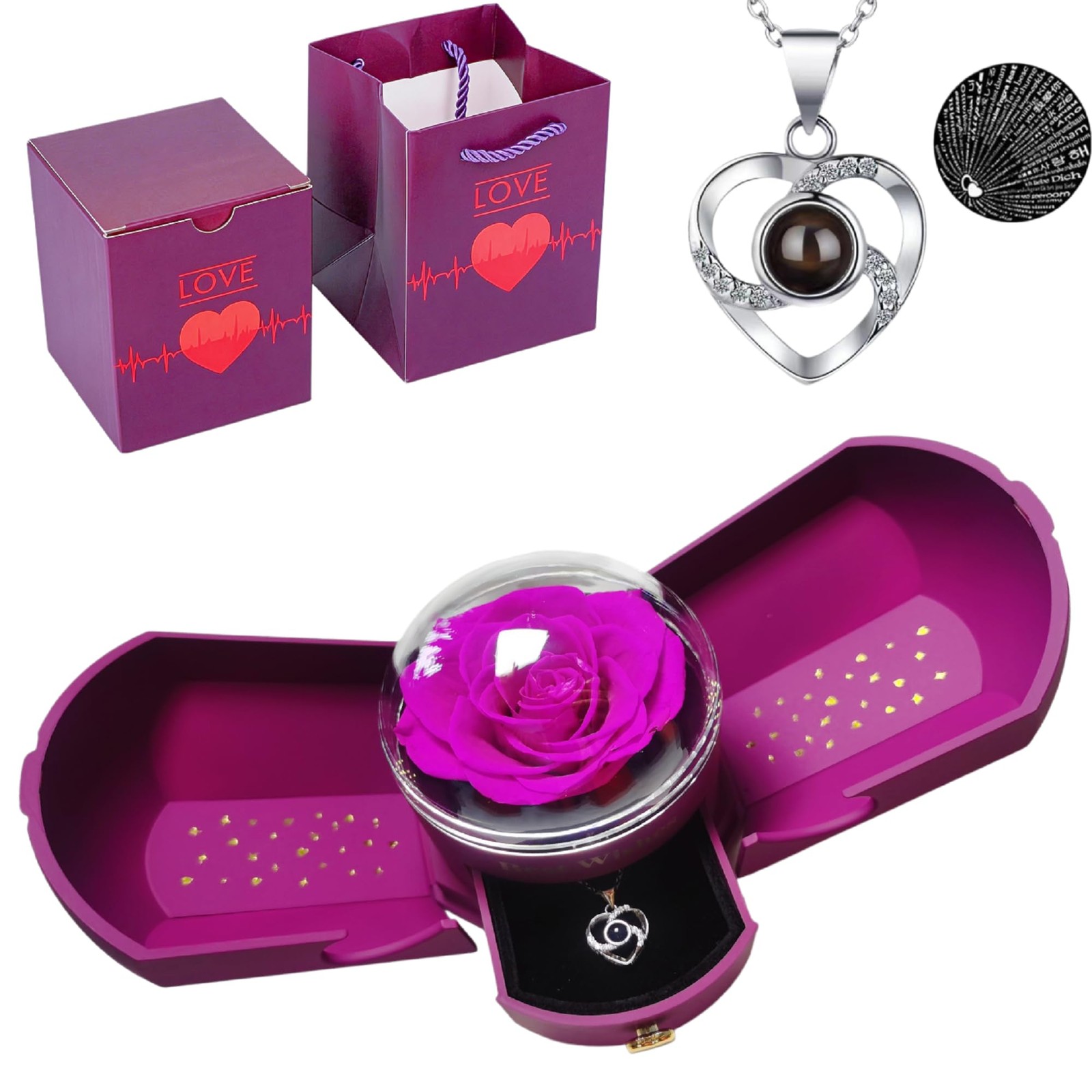 Mothers Day Gifts for Mom，Forever Roses with I Love You Necklace，Gifts for Wi…