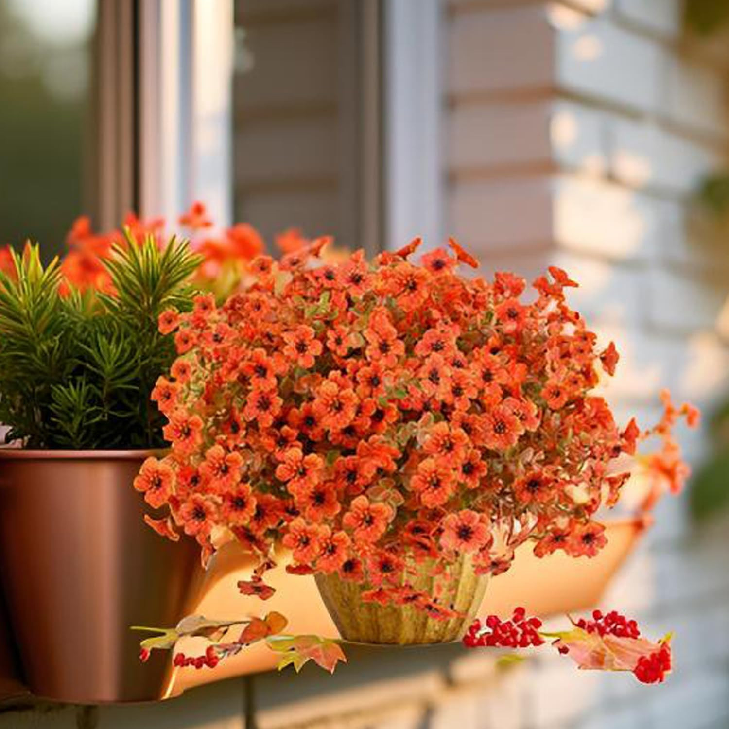 14Pcs UV Resistant Fall Artificial Flowers for Outdoor & Indoor Decor