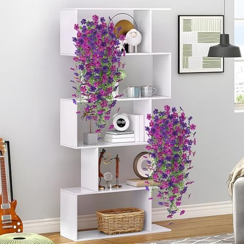 Fake Artificial Hanging Flowers for Outdoors Decoration, Purple & Light Purple