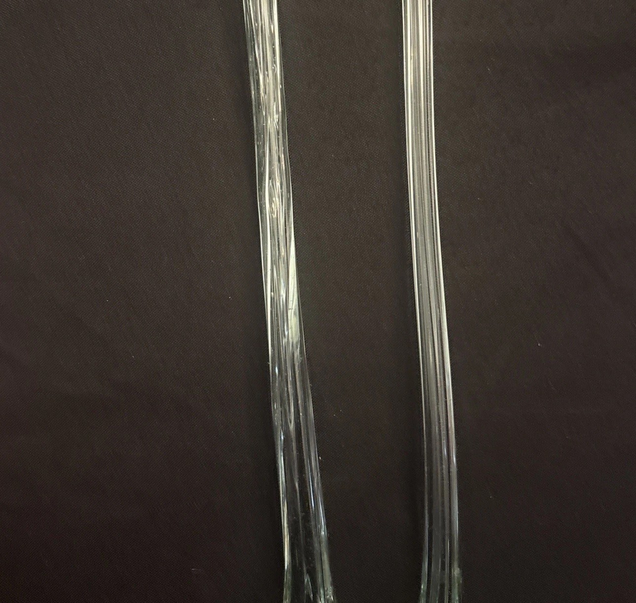 VTG: Blown Glass Clear Trumpet Lily Over 12” Long Stem Murano Style Art Flower