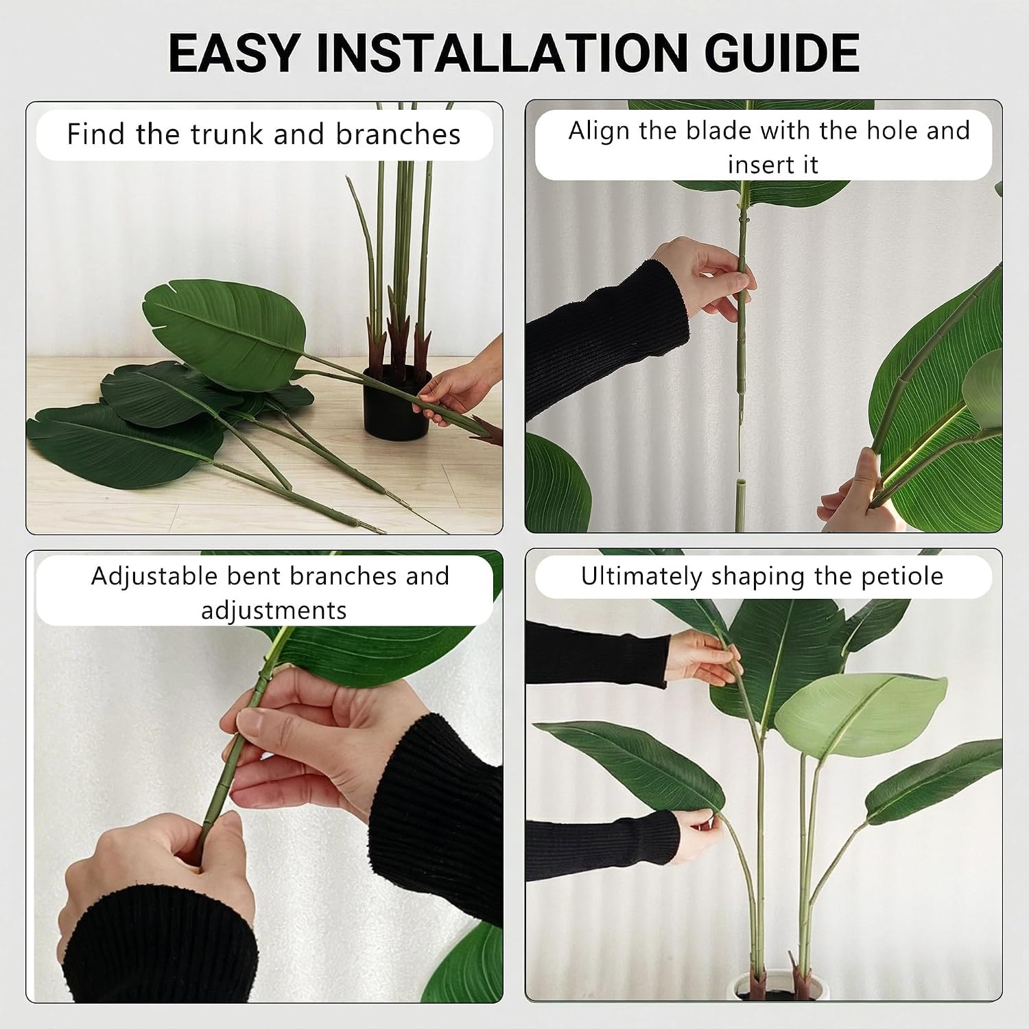 2 Pack Artificial Bird of Paradise Plant 5.2Ft, Faux Banana Leaf Tropical Trees