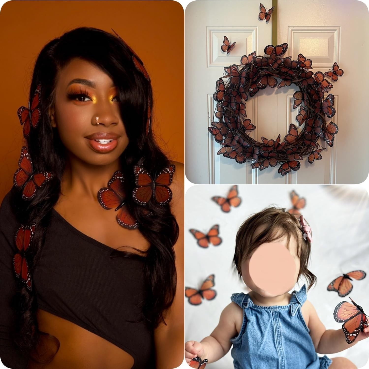 “50 Pcs Monarch Butterfly Decor Artificial Butterflies for Bouquets Crafts “