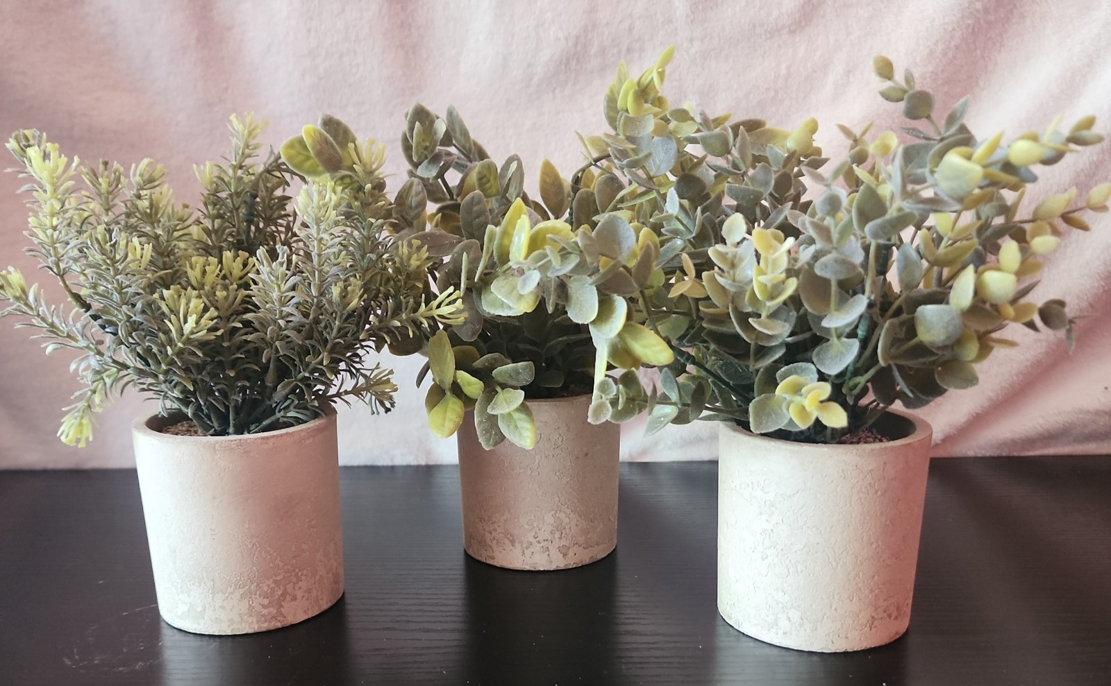 Der Rose 3 Pack Mini Artificial Plants & Pots Decor Eucalyptus Rosemary Boxwood