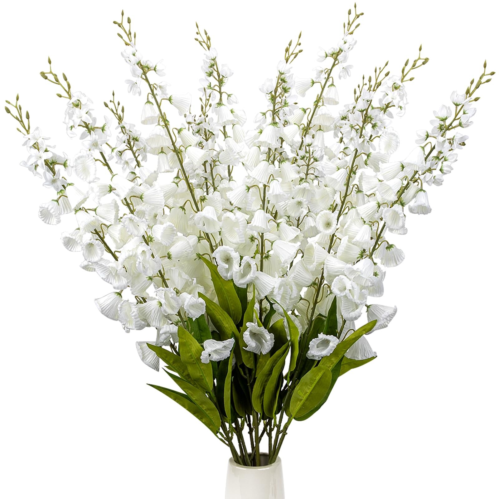 6 Pcs 37.5inch Lily of The Valley, Artificial Faux White Lily of The Valley F…