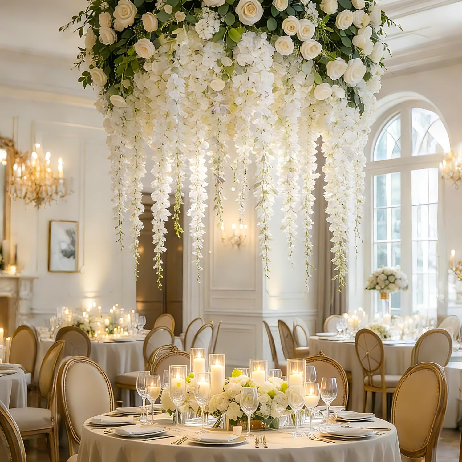 12Pcs Artificial Wisteria Flowers 3.25Ft Fake Silk Wisteria Vine Rattan Hanging