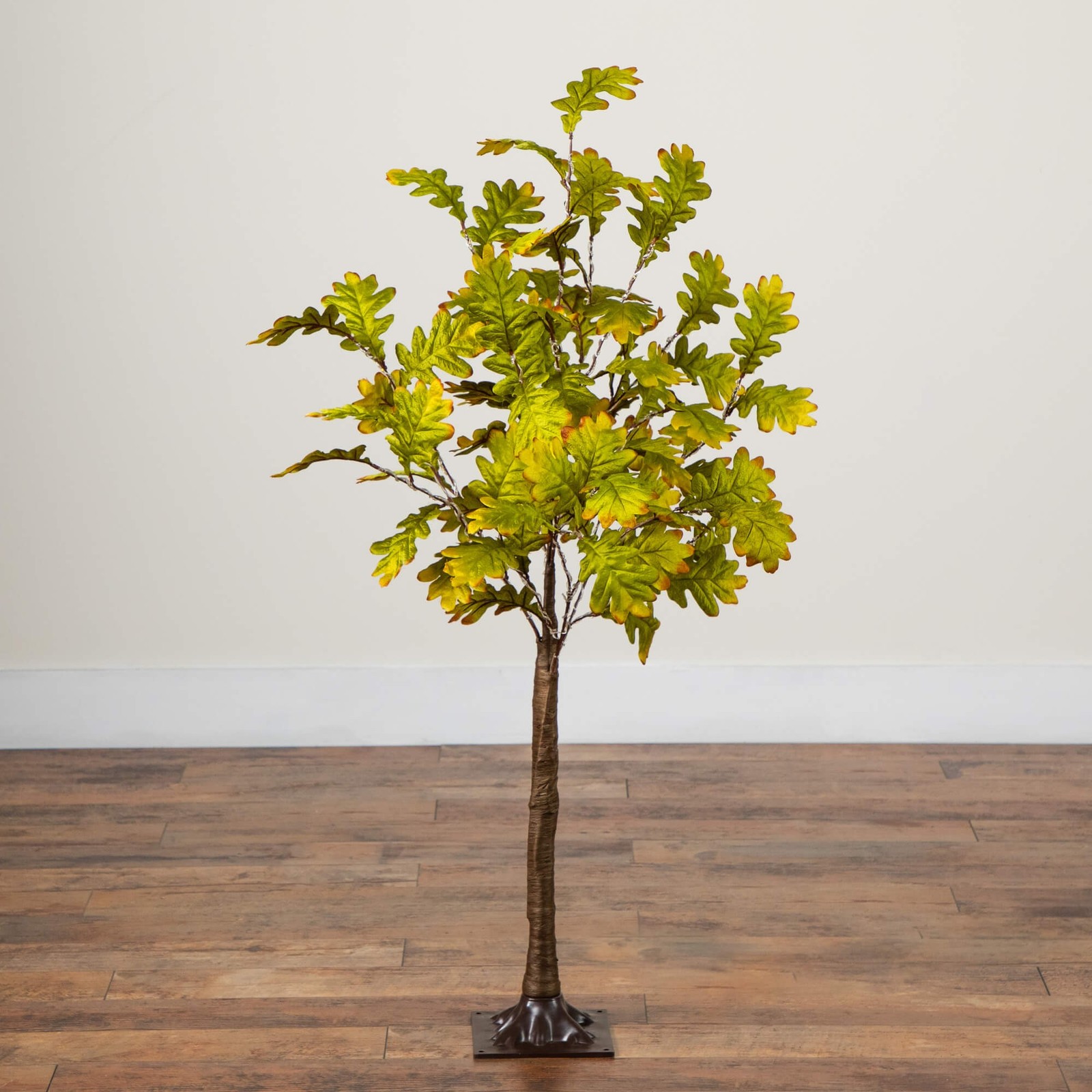Nearly Natural 4ft Pre-Lit Green Autumn Oak Fall Tree w/ 150 Warm White LED