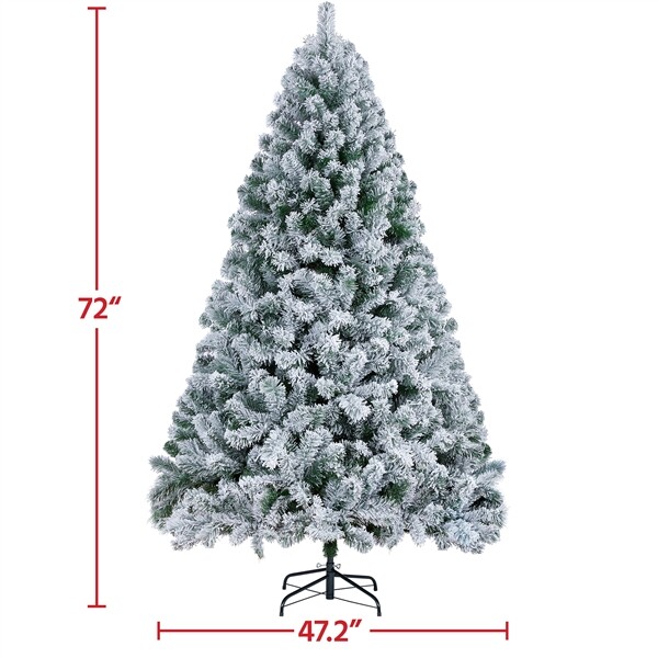 6/7.5/9ft Unlit Premium Snow Flocked Hinged Artificial Xmas Christmas Pine Tree