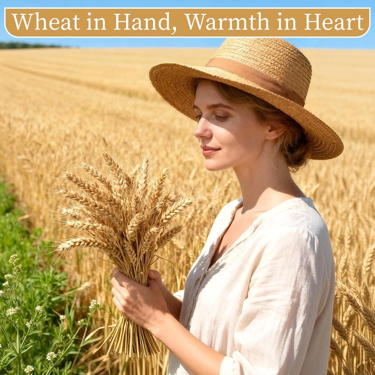 Dried Wheat Stalks for Decor – 100 Stems Natural Wheat Straw for Vases and Table
