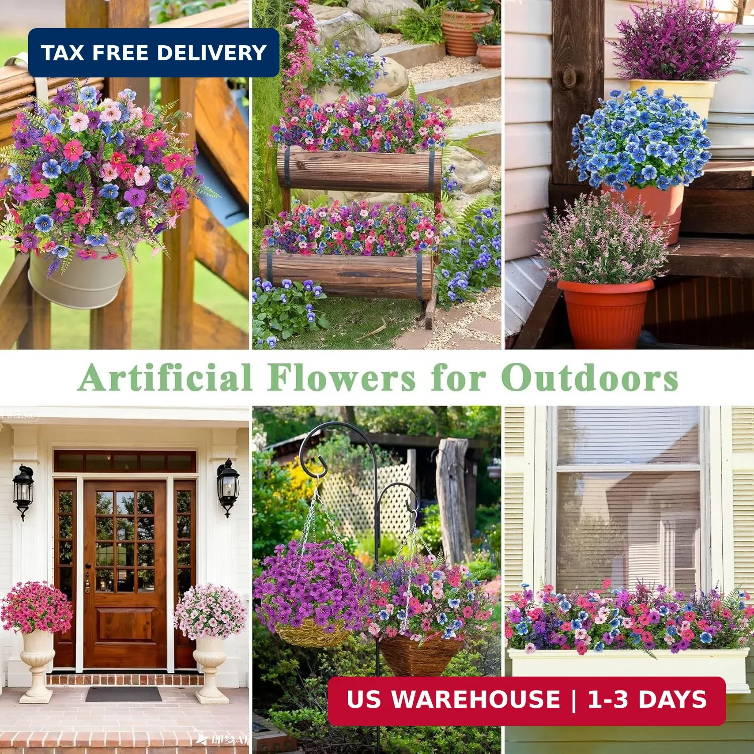 20 Bundles Artificial Flowers for Outdoors, UV Resistant Silk Fake Flowers with