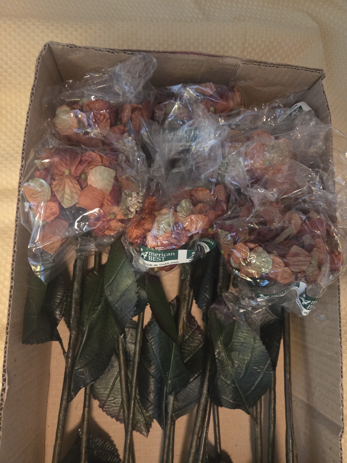 Lot of (12) American Best Rust Artificial Hydrangea Spray 24″ Floral Stem Fall