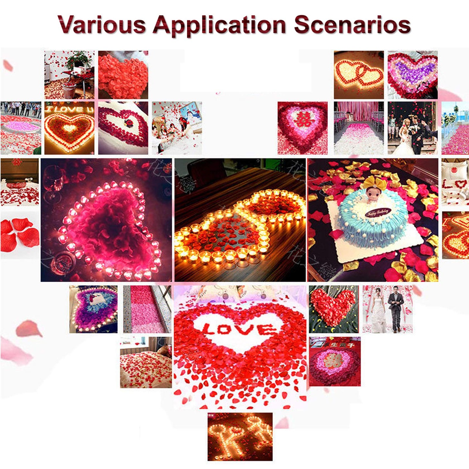 3000PCS Fake Rose Petals for Romantic Night Romantic Festive Atmosphere Creat…