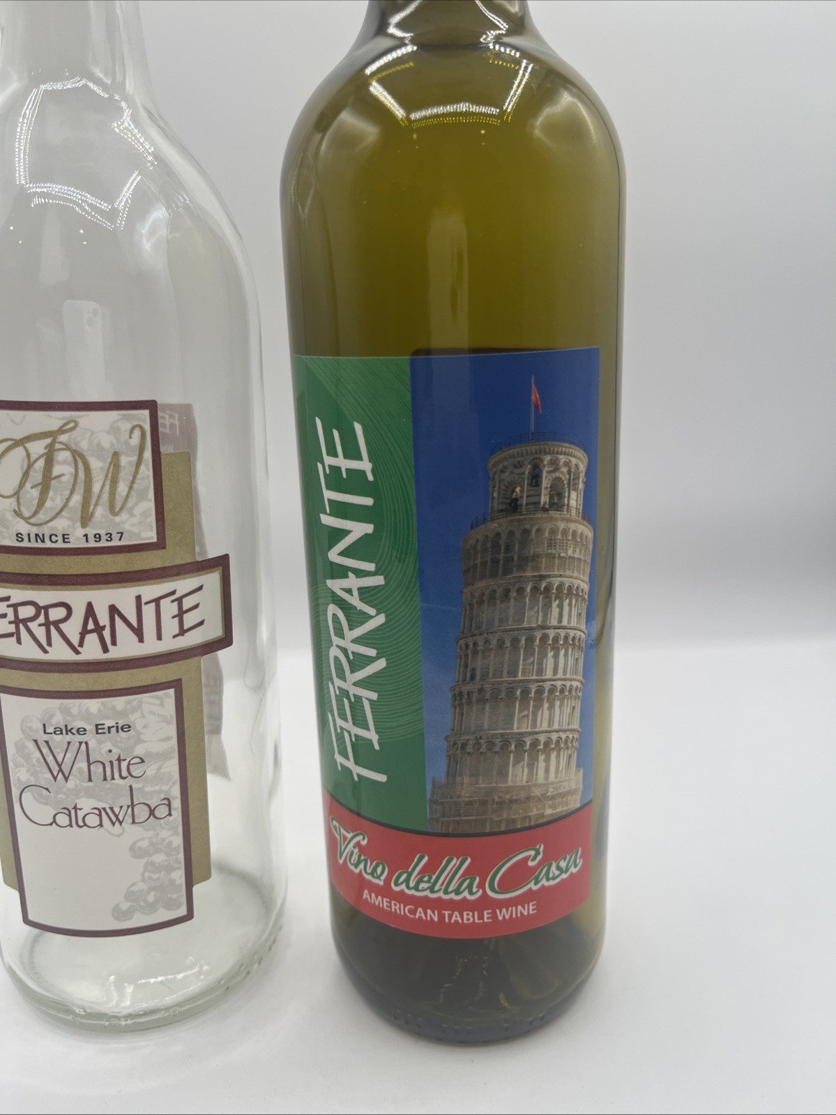 Ferrante Winery Empty Wine Bottles One Clear One Green Great For Deco Or Crafts