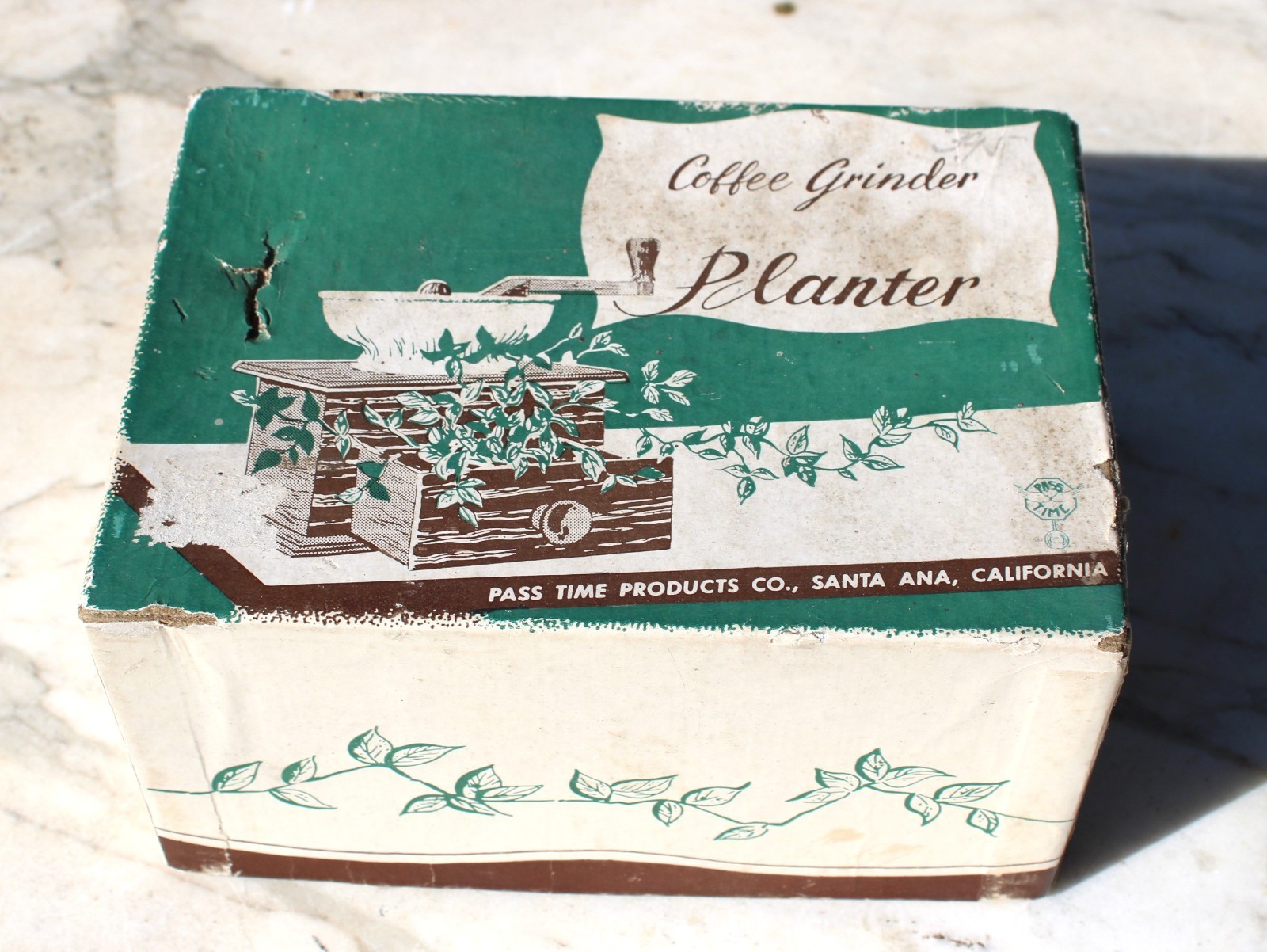 Vintage Coffee Grinder Planter Box Pass Time Products-New