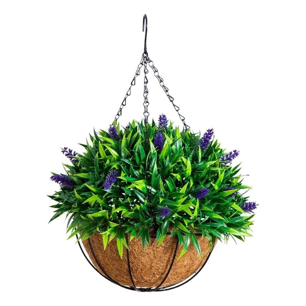 Nearly Natural 18″ UV Resistant Artificial Lavender Hanging Basket