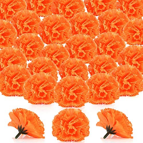 80 PCS Artificial Marigold Flowers Faux Mexican Fake Heads Day of Dead