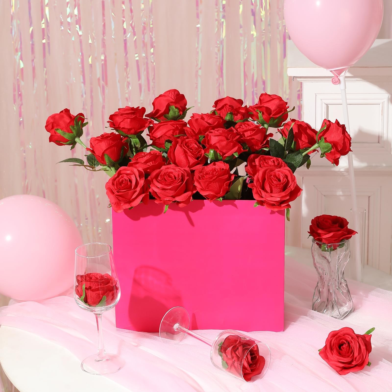36 Pcs Roses Artificial Flowers in Bulk, Realistic Long Stem Fake Silk Roses …
