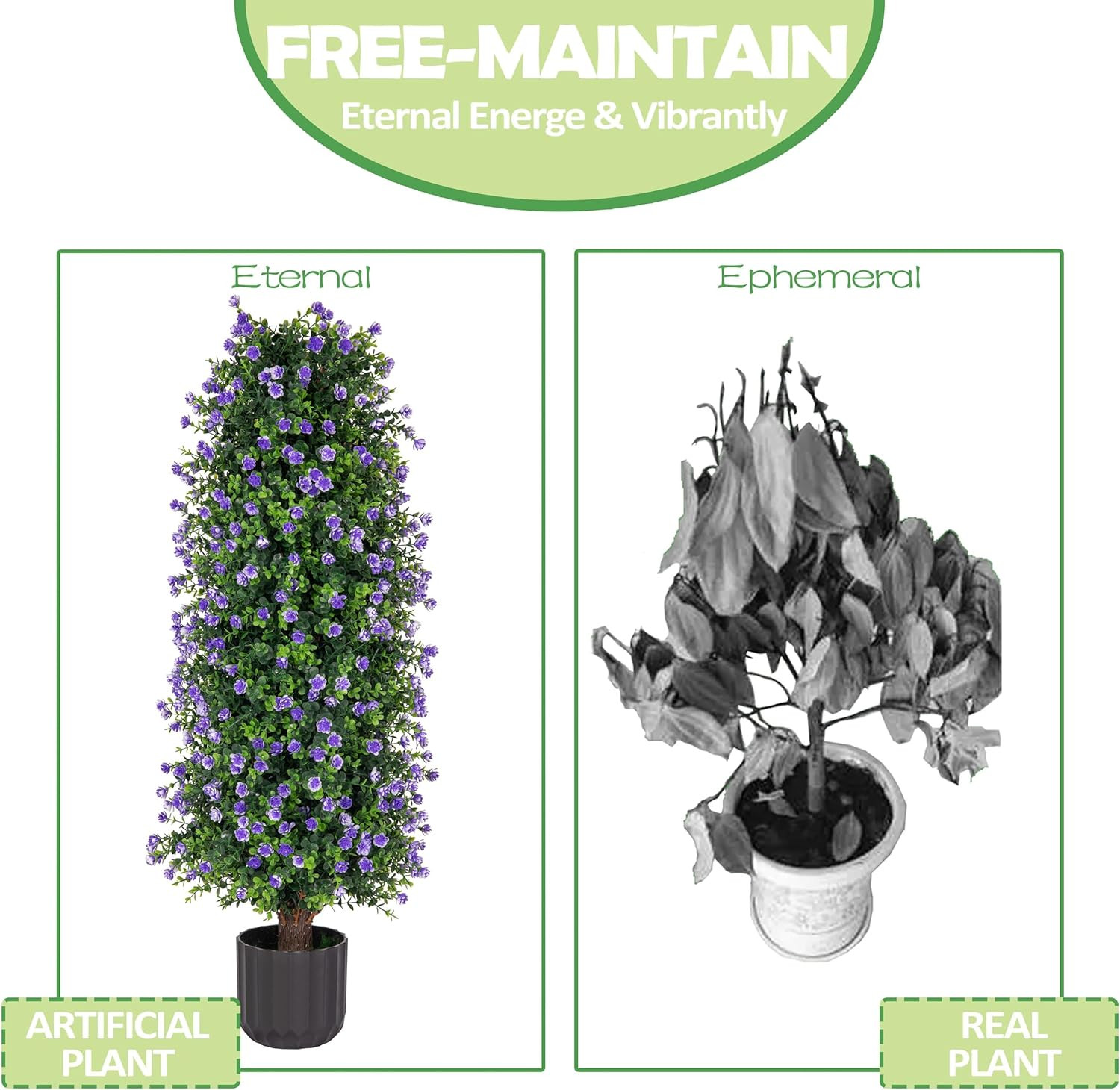 2 Pack 3FT Purple Artificial Rose Tree – Faux Floral Plant for Home Decor