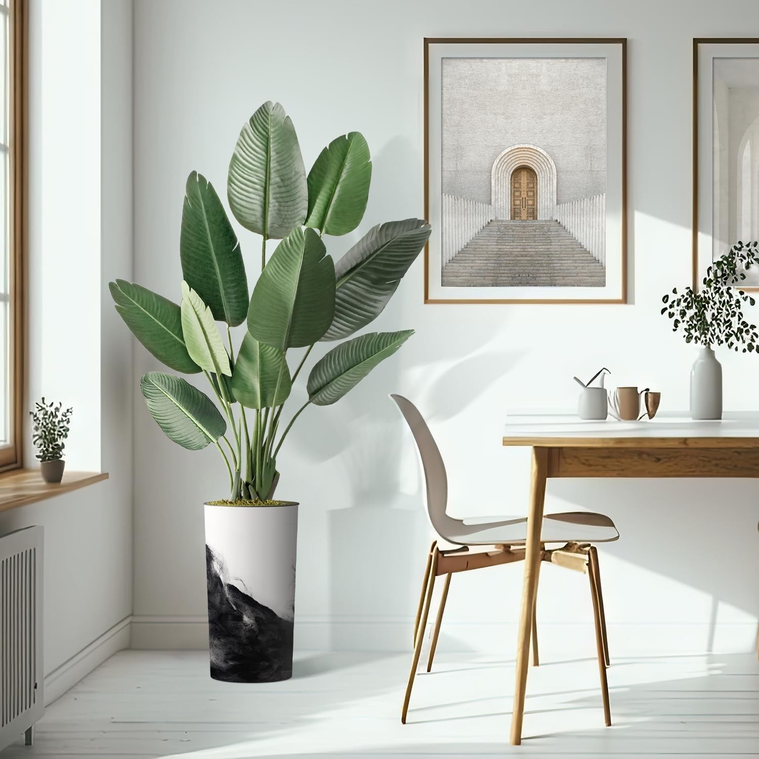 Artificial Tree in Contemporary Planter Fake Bird of Paradise Silk Tree