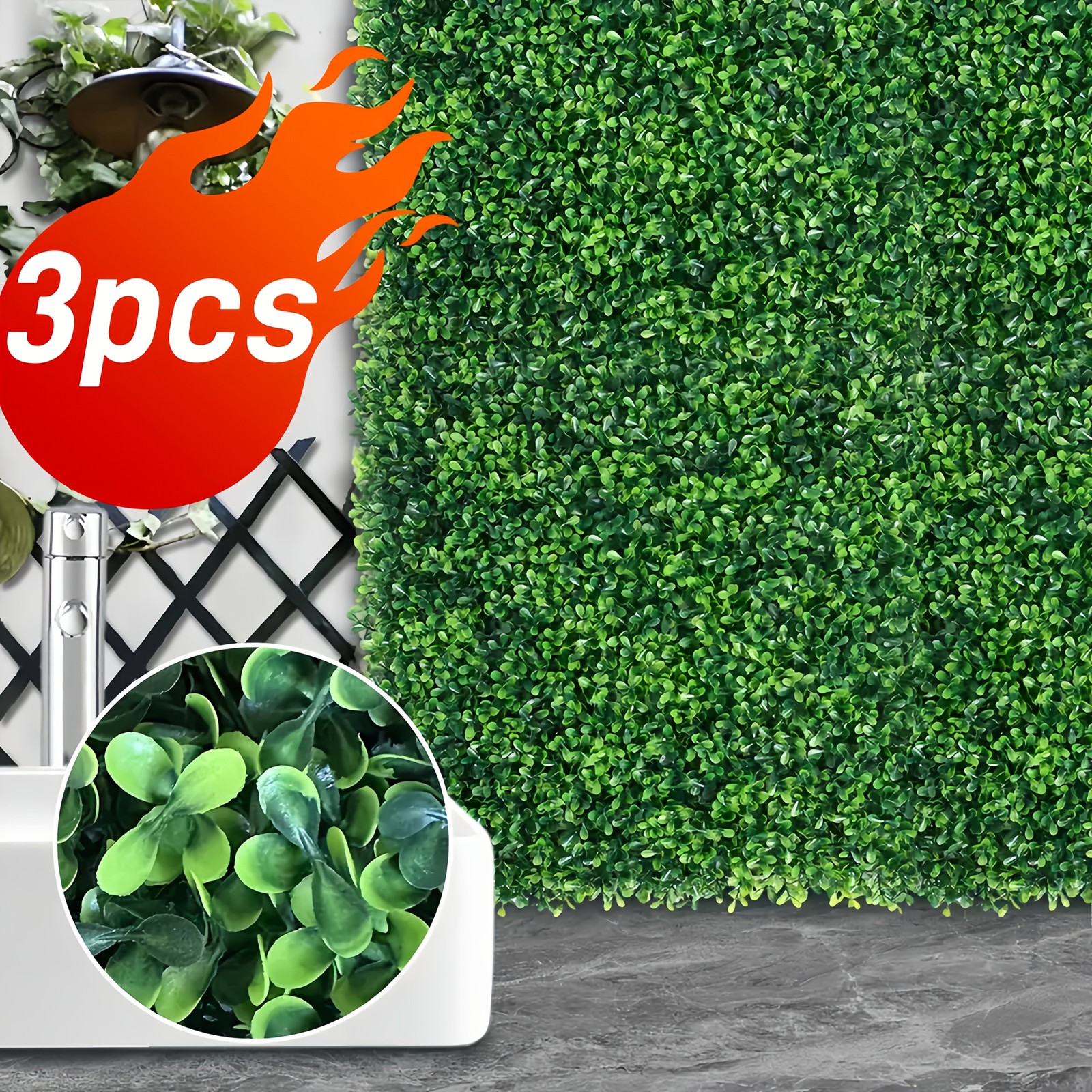 47.24″x23.62″ Faux Boxwood Panels 3Pcs Outdoor Garden Wall Decoration