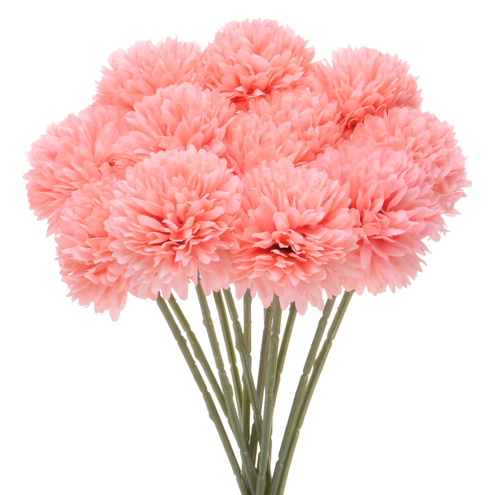 12-Pack Artificial Chrysanthemum Ball Flowers for Home Decor [Peach Pink]