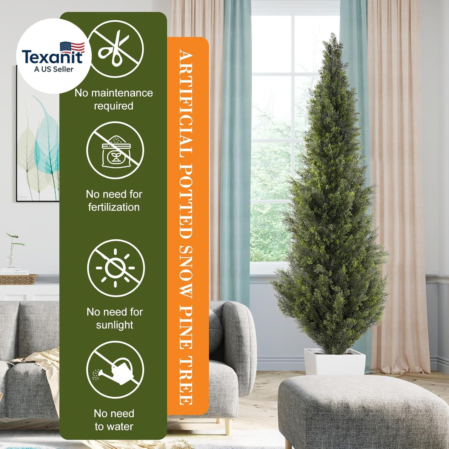 6FT Artificial Cedar Topiary Trees, Set of 2 Realistic Outdoor Indoor Fake Potte