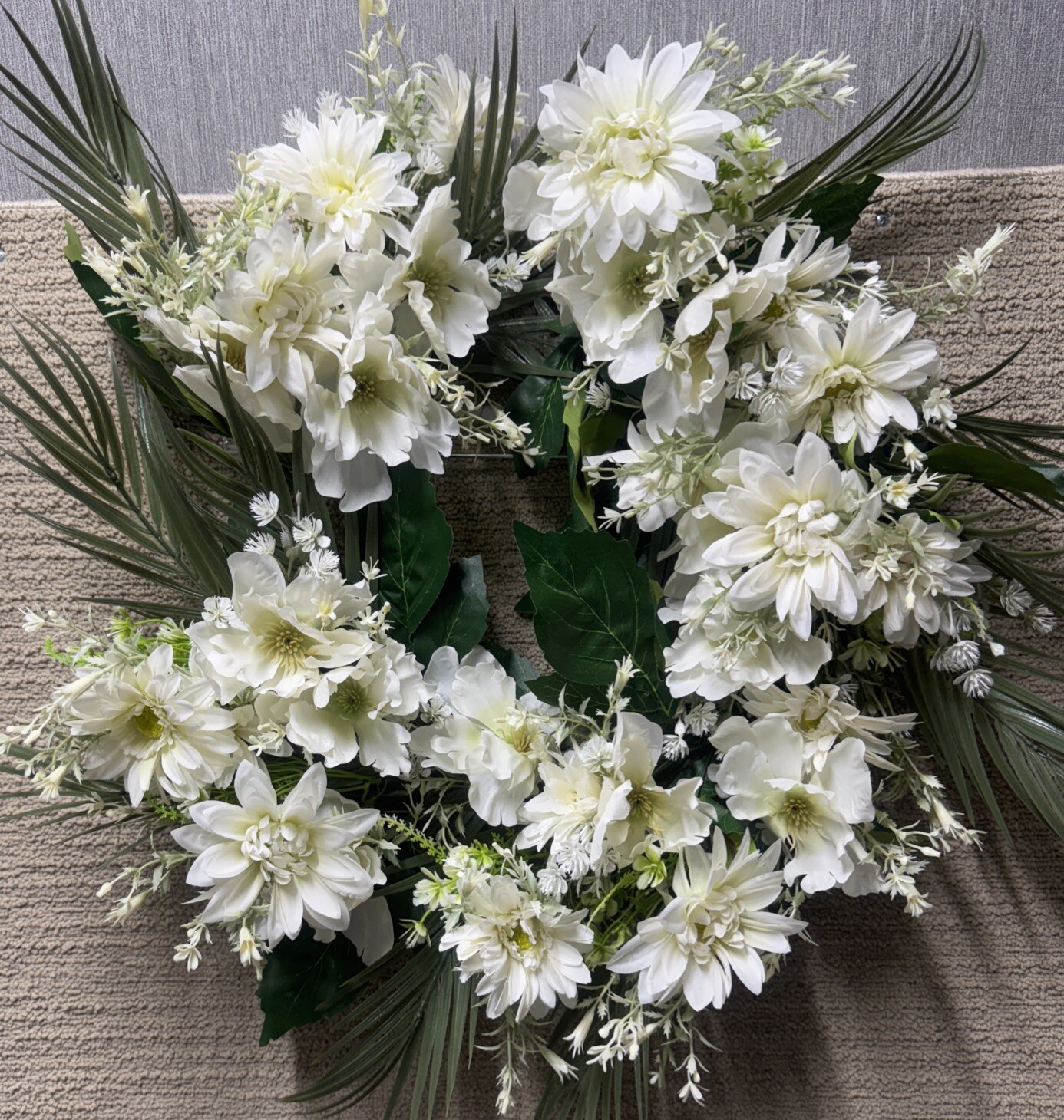 Spring Floral Wreath 22 Inch Farmhouse Cottagecore Wedding Door Decor