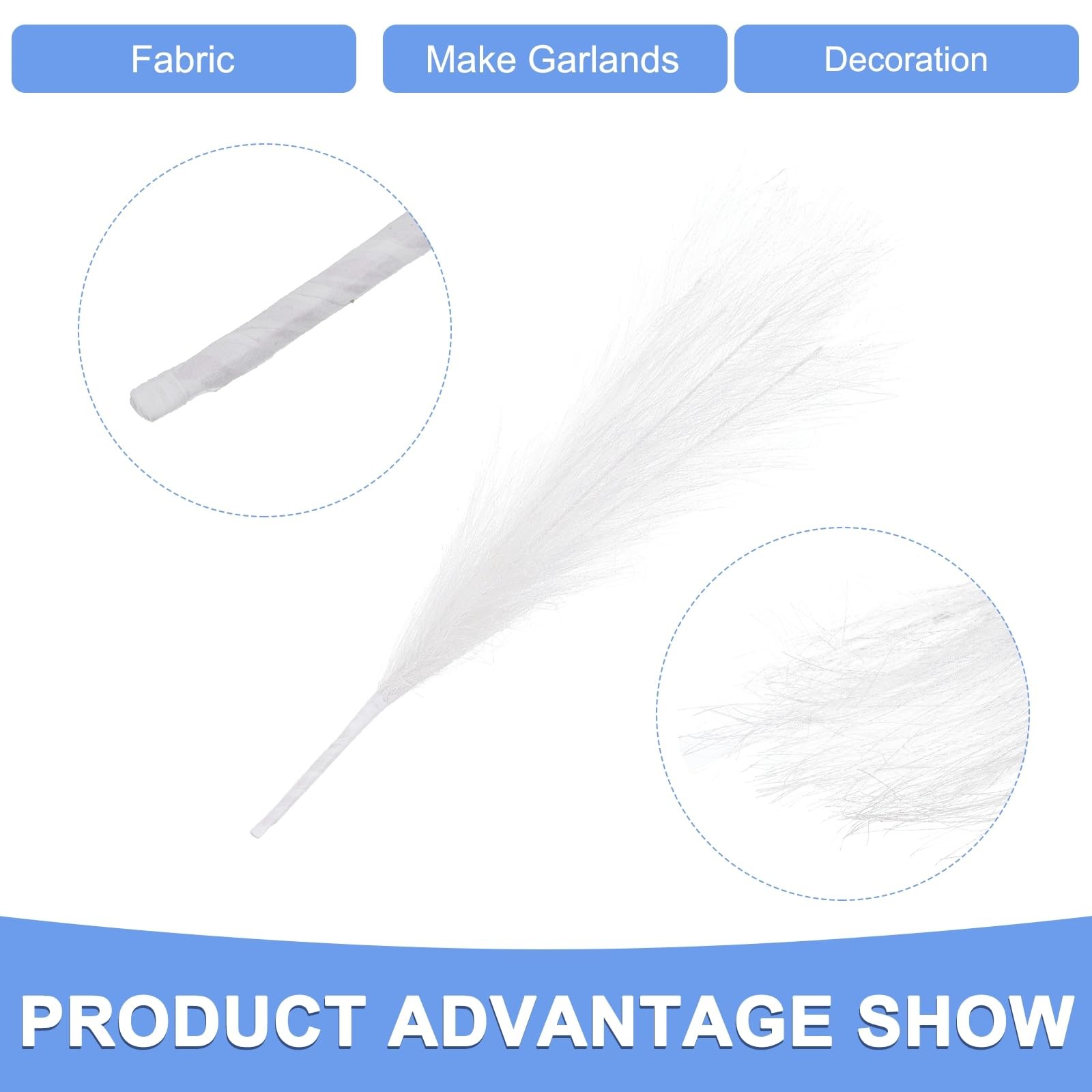17.7-inch White Faux Pampas Grass 3 Pack Artificial Stems for Vase Filler