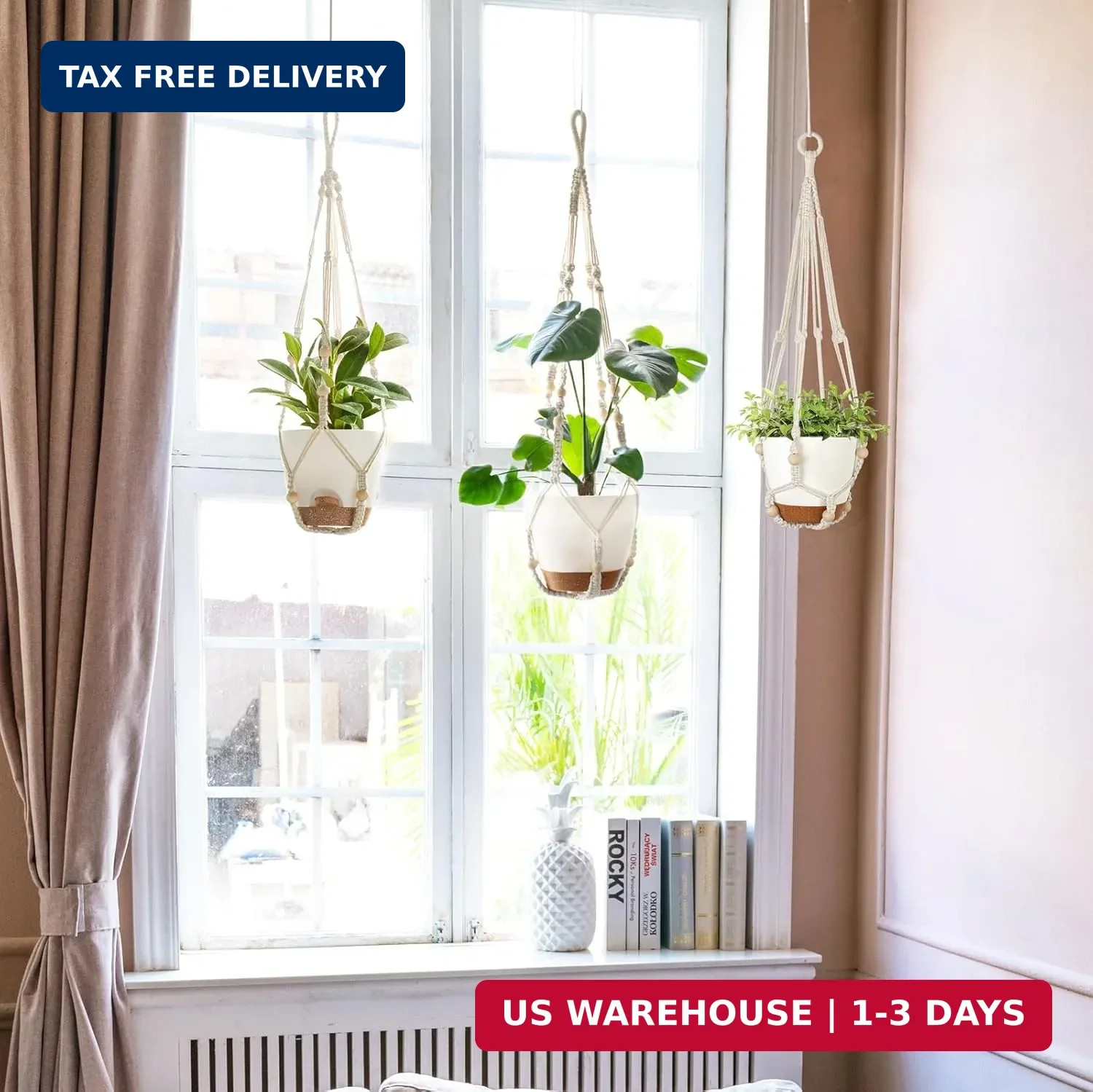 Mkono 3 Pack Hanging Planters for Indoor Plants with Self Watering, Outdoor Hang