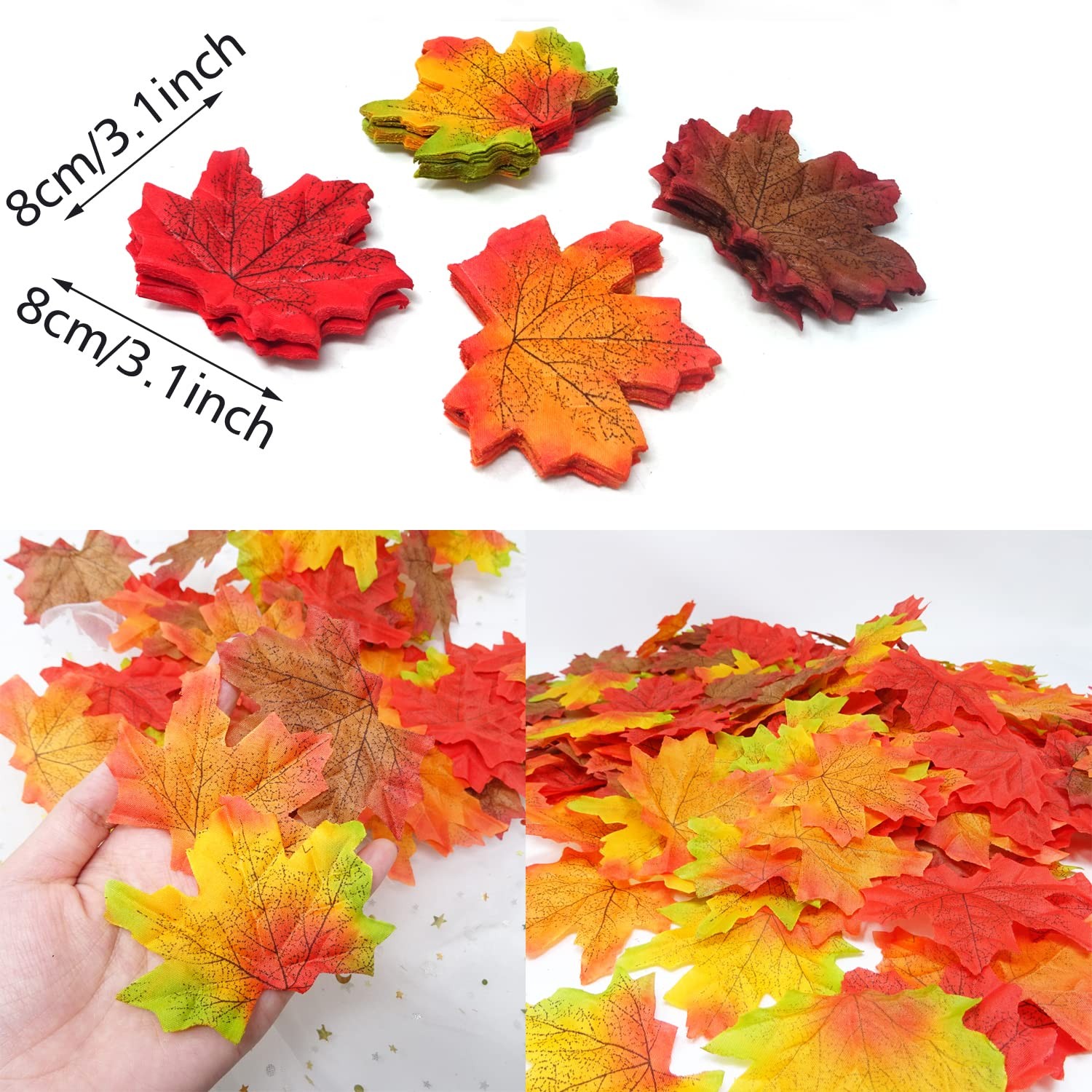 200 PCS Artificial Maple Leaves Fall Leaves For Wedding Thanksgiving Decor
