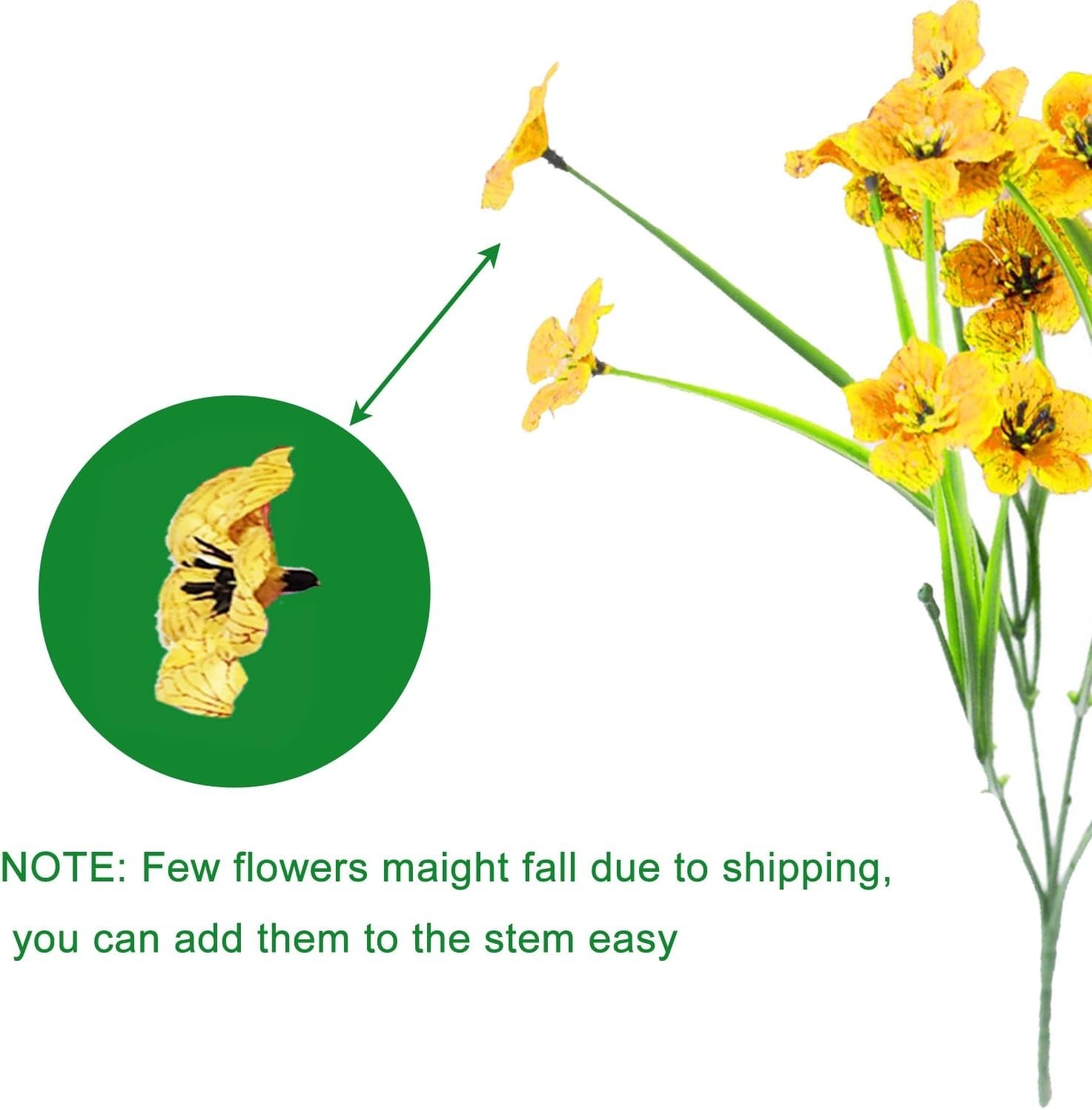 Decorative Fake Flowers, 6 Bundles for Indoor Use, Vibrant Colors, Plastic