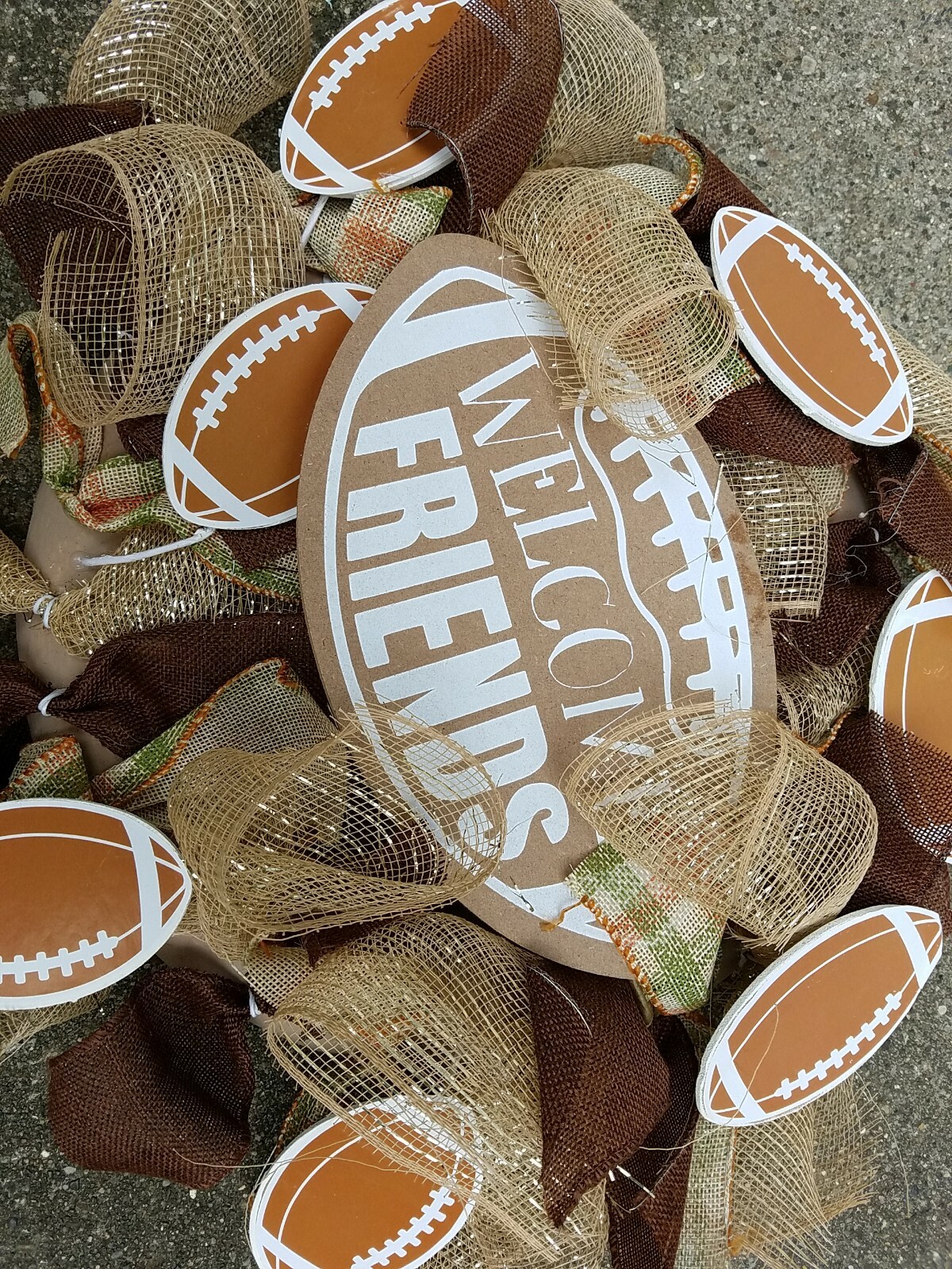 Welcome Friends Fall Football Wreath