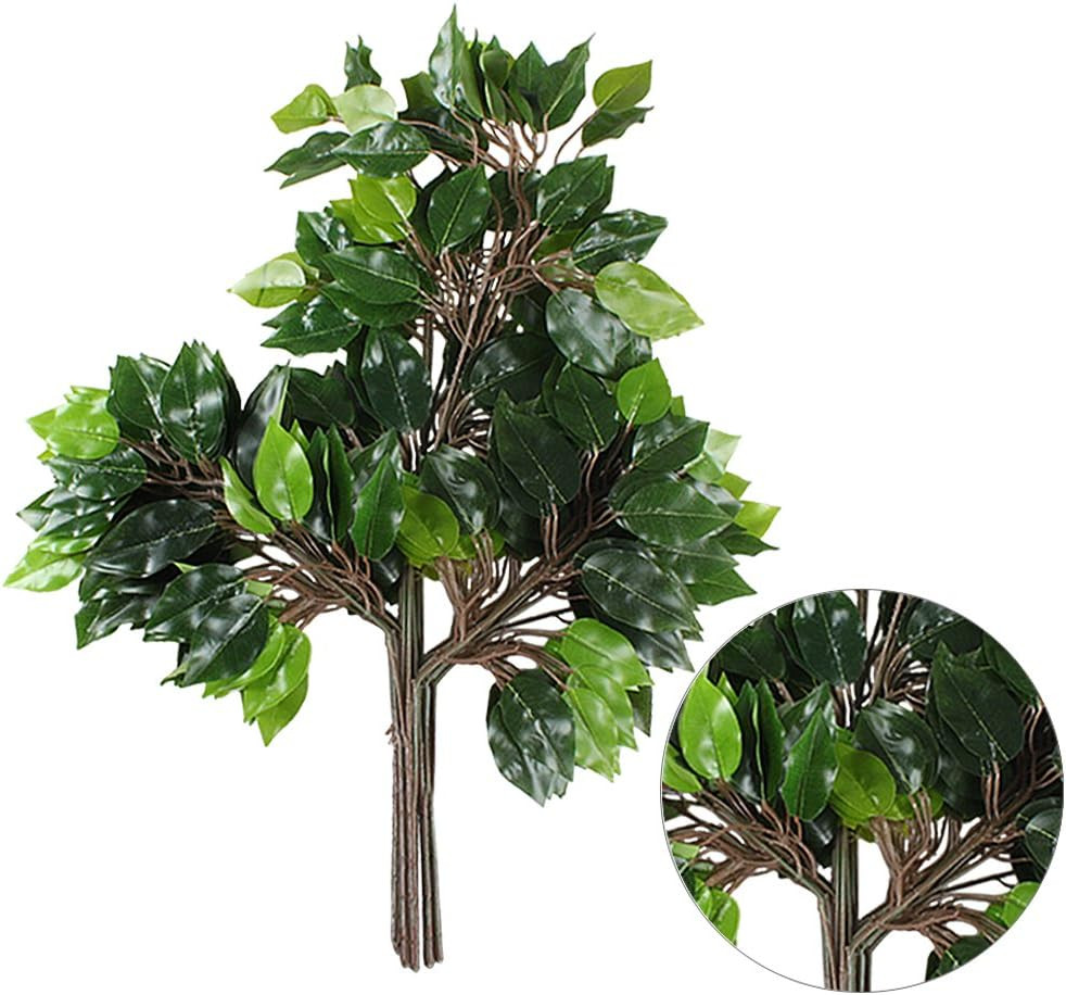12 Pcs Ficus Tree Leaves Branches Artificial Greenery Stems Spring Silk Green Le