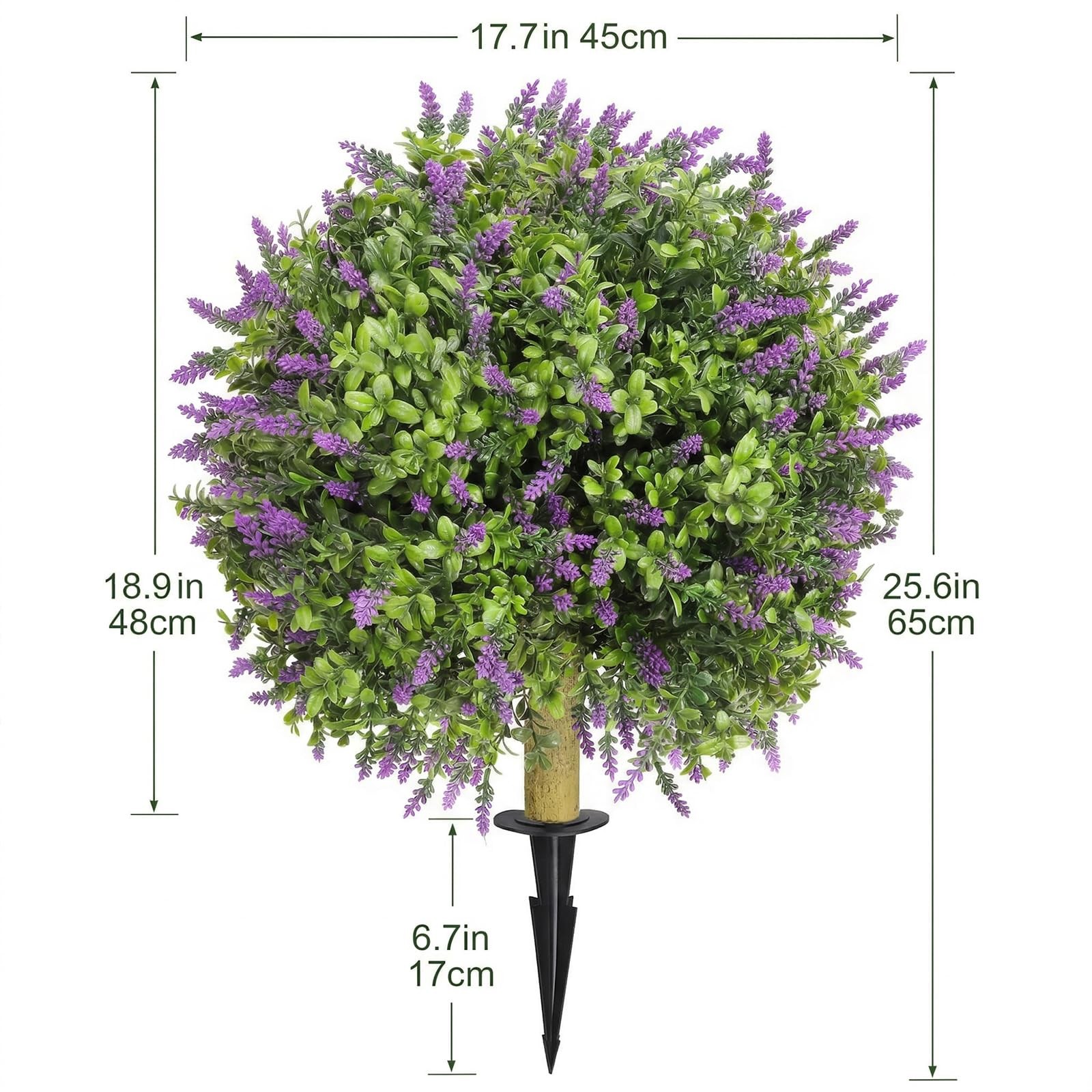 Set of 2 Artificial Lavender Topiary with Spike,Fake Plants Boxwood Balls Gre…