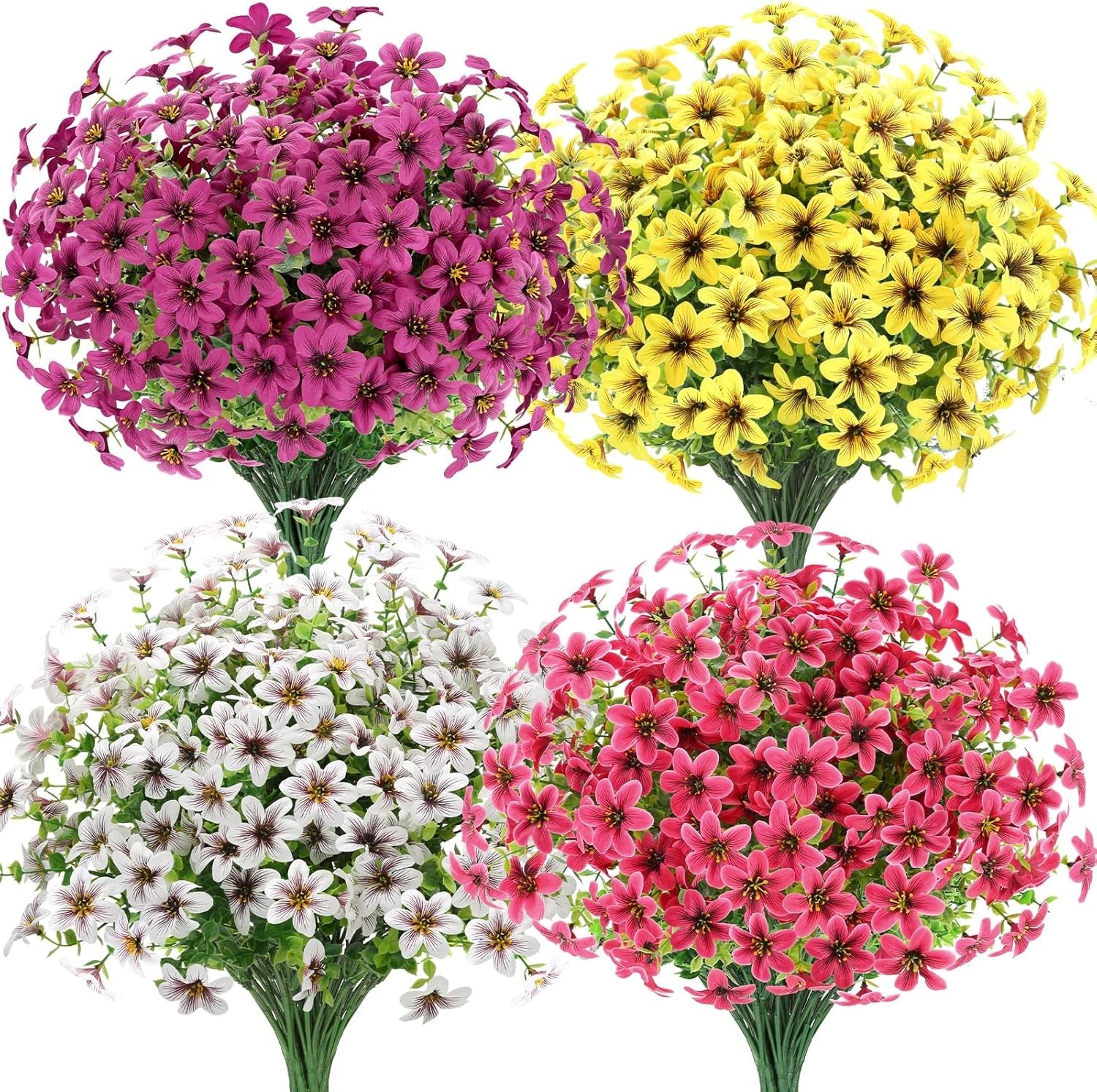24 Bundles Artificial Flowers for Outdoors Fake Flowers Plants Spring Decoration