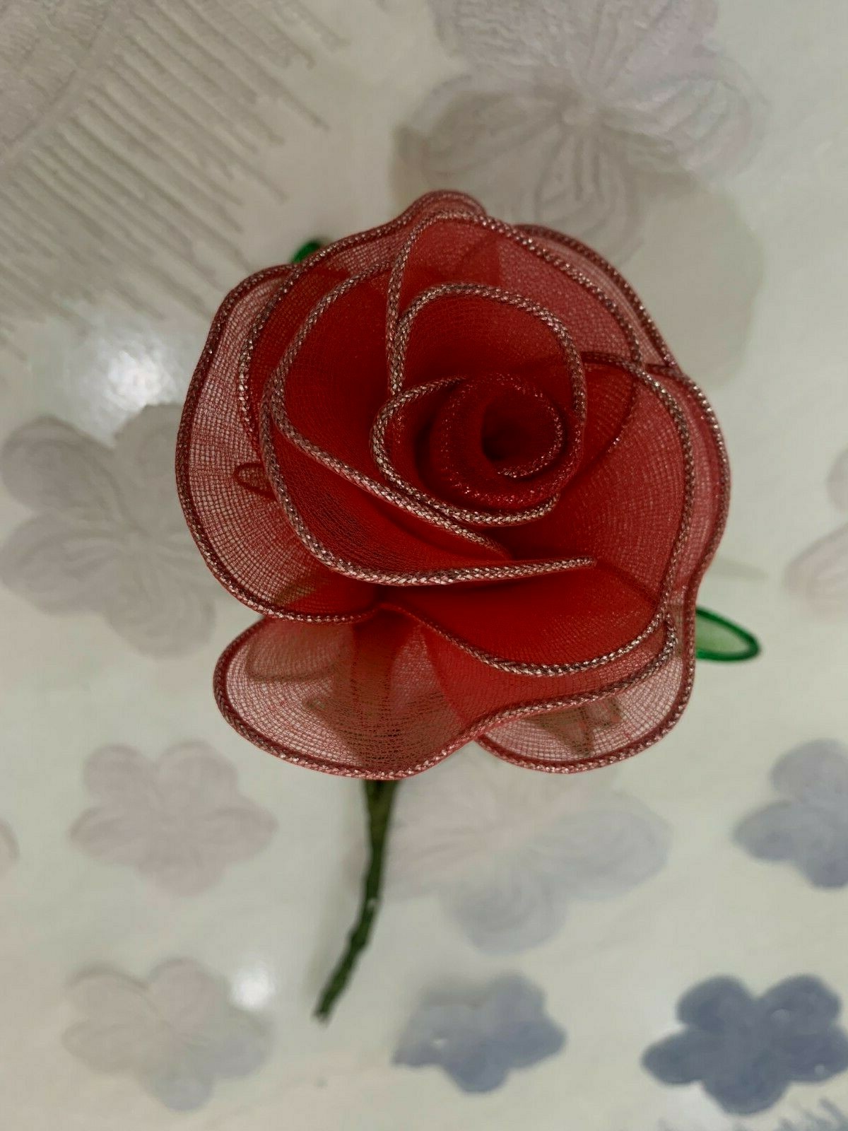 1pcs Rose Flower Thai Cherry Nylon Fabric Artificial Handmade Decorate Hang Vase