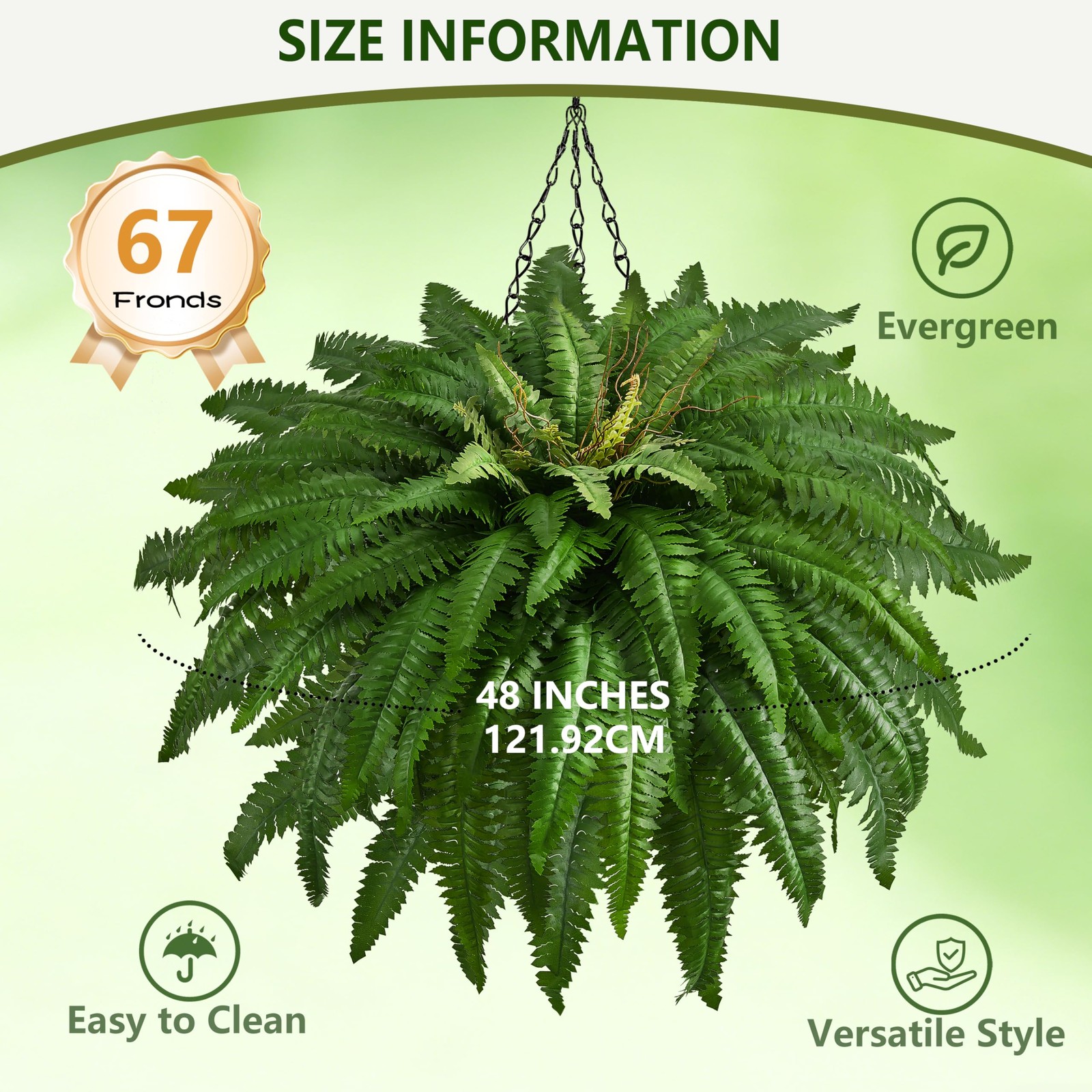 48 Inch Artificial Fern Bush Set 2 Large Fake Plants 67 Branches Indoor Outdoor