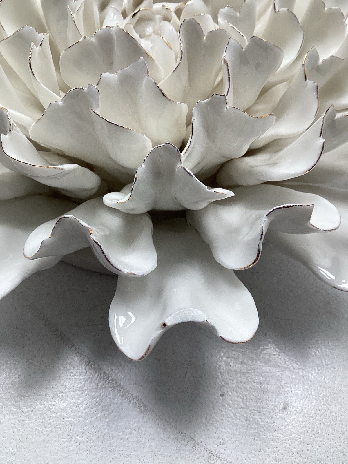 10” Ceramic Wall Flower White, New With small Defect, In Original Box