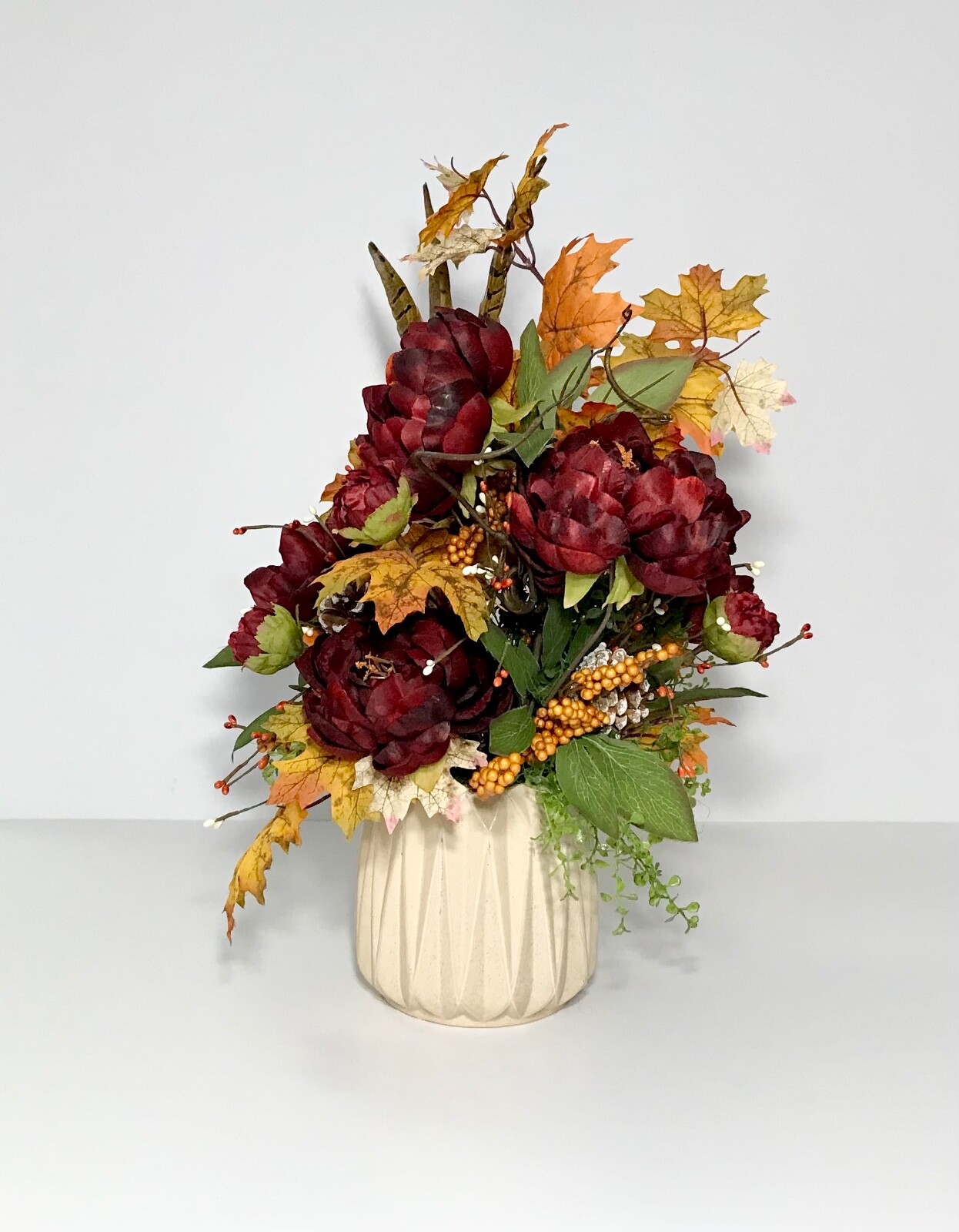ELEGANT FLORAL ARRANGEMENT FALL HARVEST THANKSGIVING TABLE DECORATION GIFT NEW