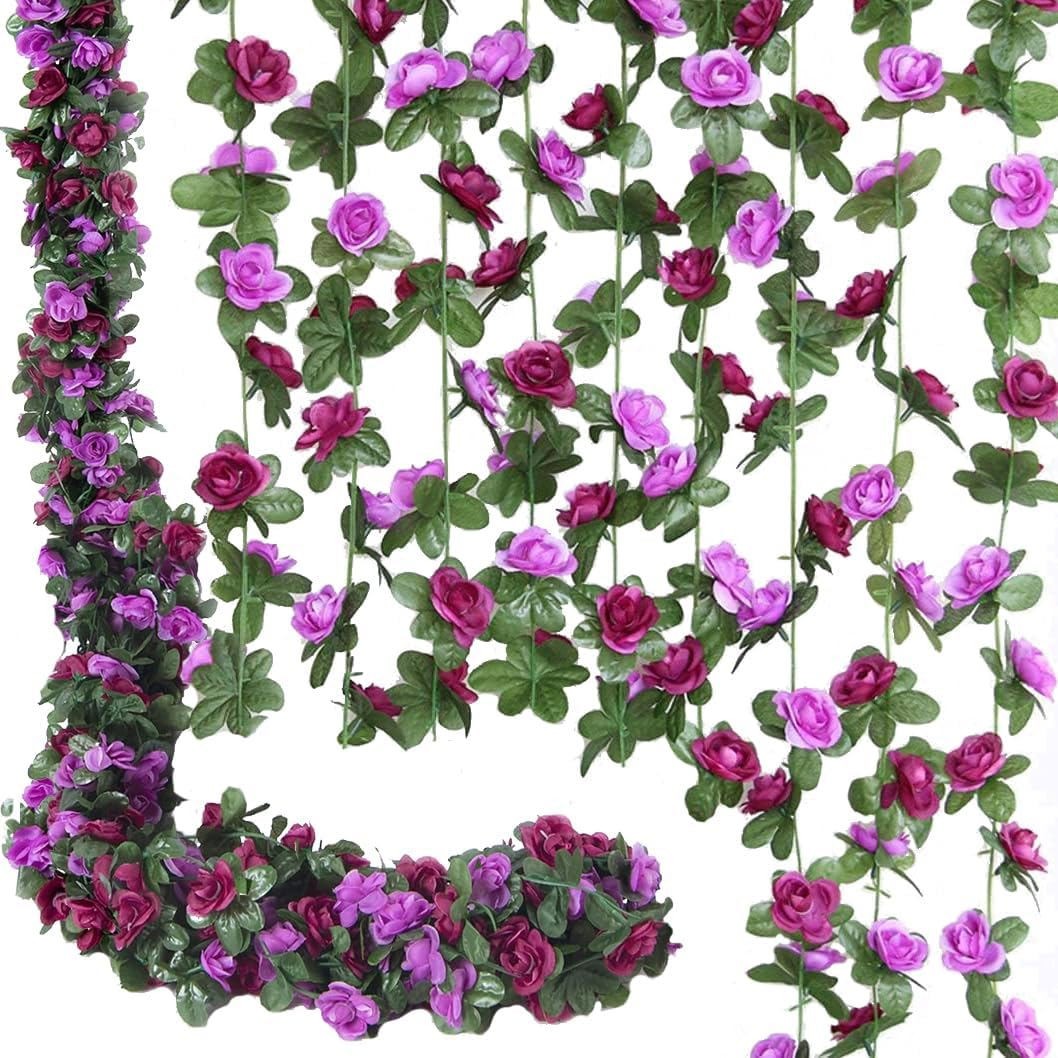 9Pcs 73.8ft Flower Garland Artificial Rose Vine Wall Hanging Artificial Flowers