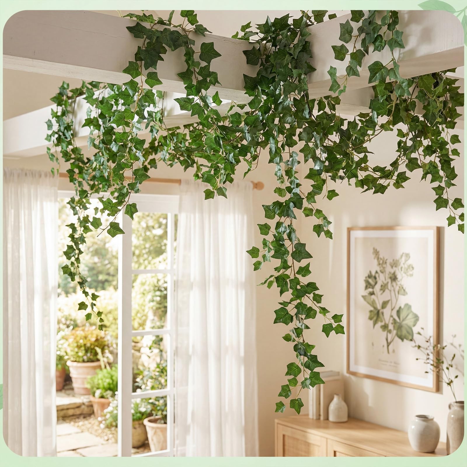 4 Pcs 2 Pcs 71 Inches Artificial Ivy Vines Garland Green Fake Ivy Garland Fau…
