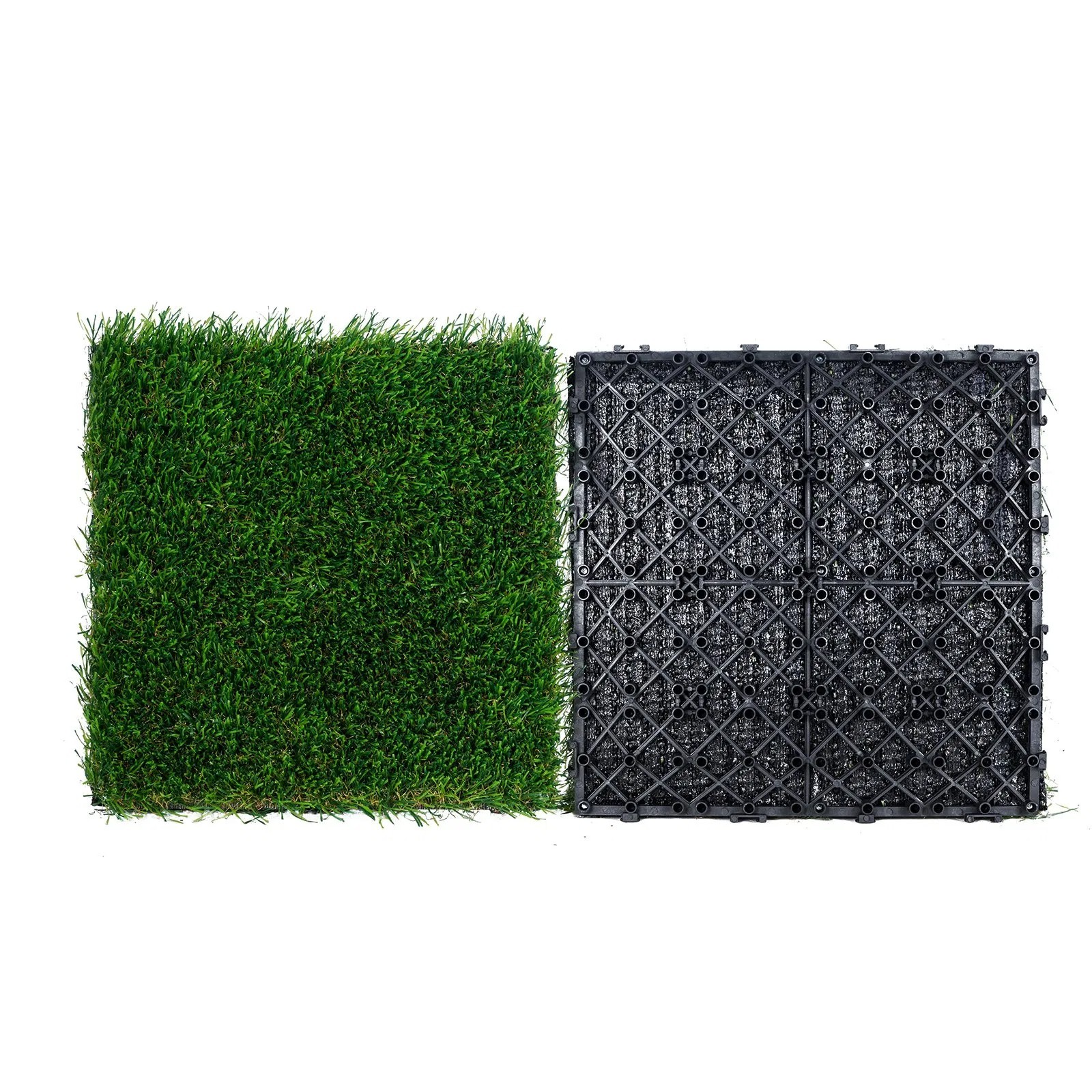 Artifical Grass Tiles Interlocking Turf Deck Set, 18 Pack – 12″x12″, Synthetic